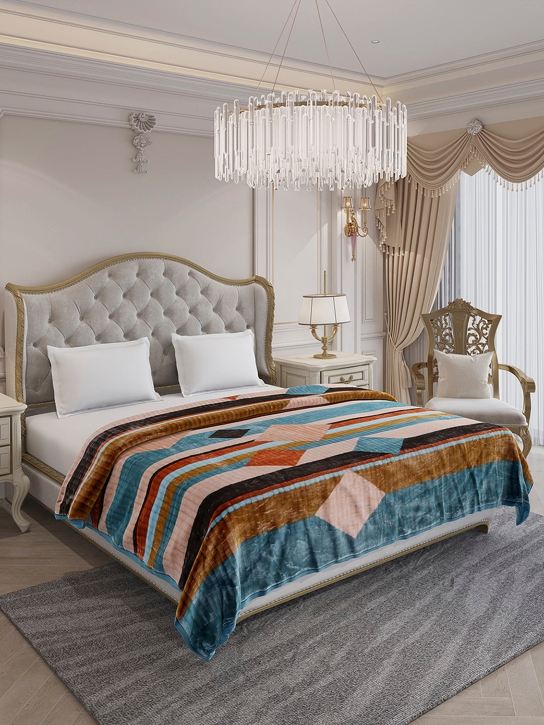 Printed Double Bed 3 Ply, 928 GSM Blanket for Winter - (Marvin PVC)