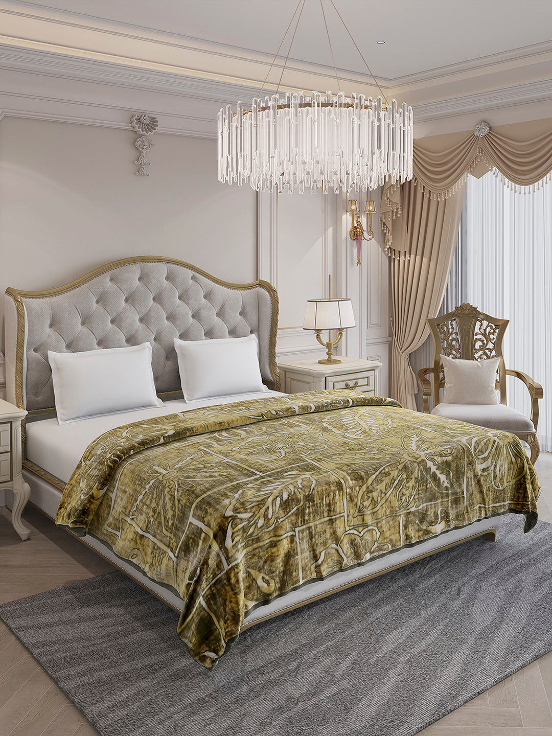 Printed Double Bed 3 Ply, 928 GSM Blanket for Winter - (Marvin PVC)