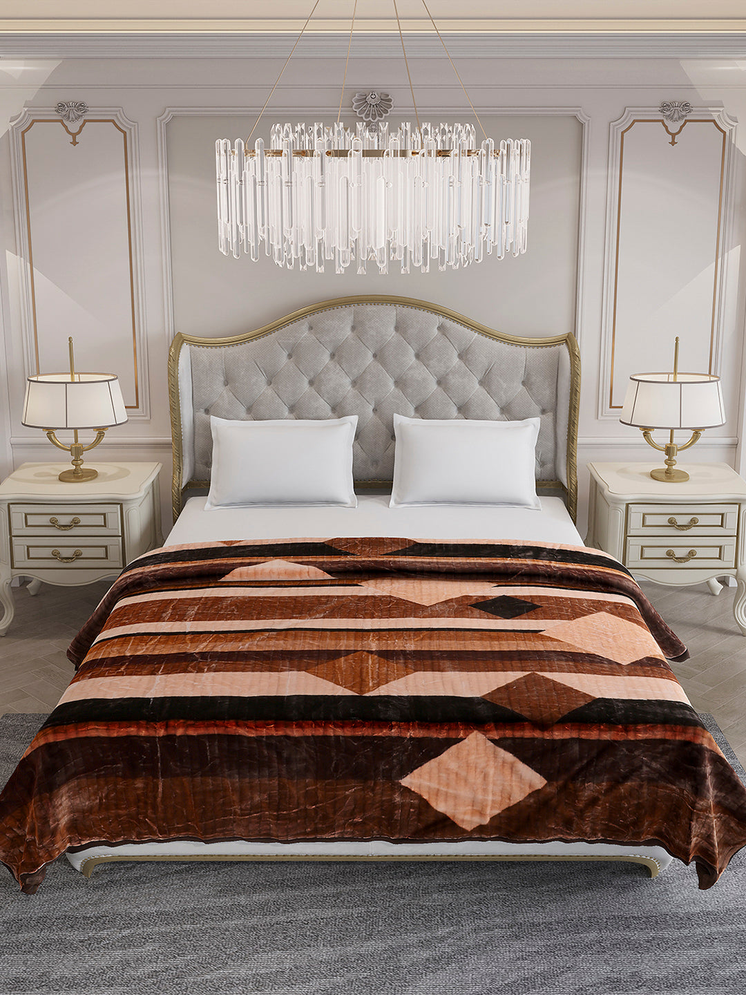 Printed Double Bed 3 Ply, 928 GSM Blanket for Winter - (Marvin PVC)