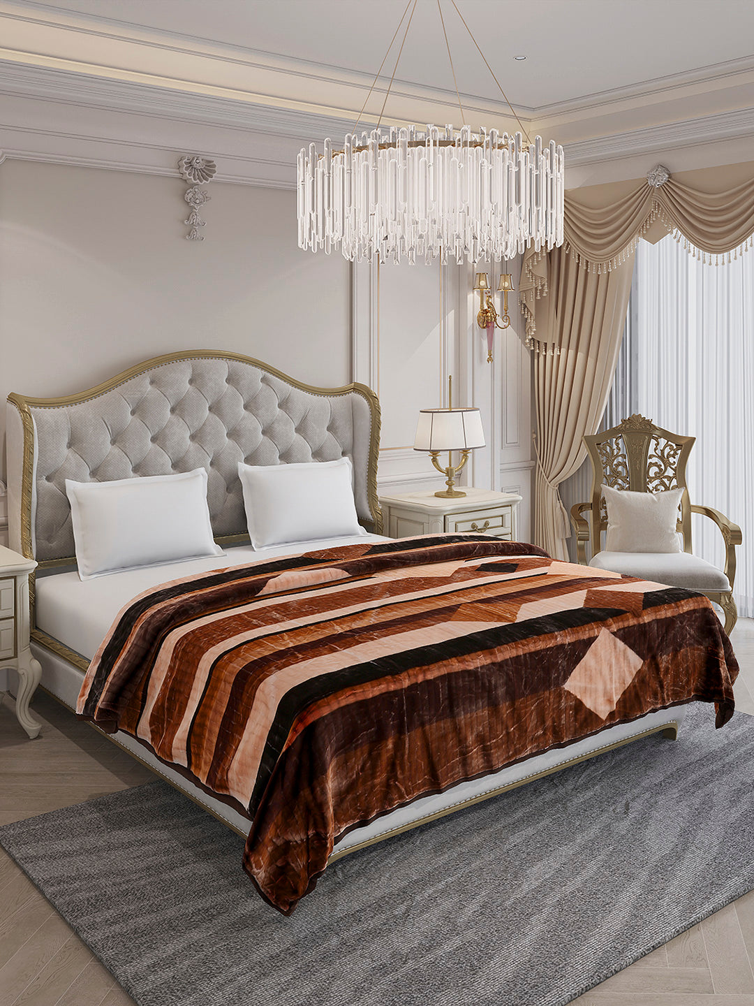 Printed Double Bed 3 Ply, 928 GSM Blanket for Winter - (Marvin PVC)