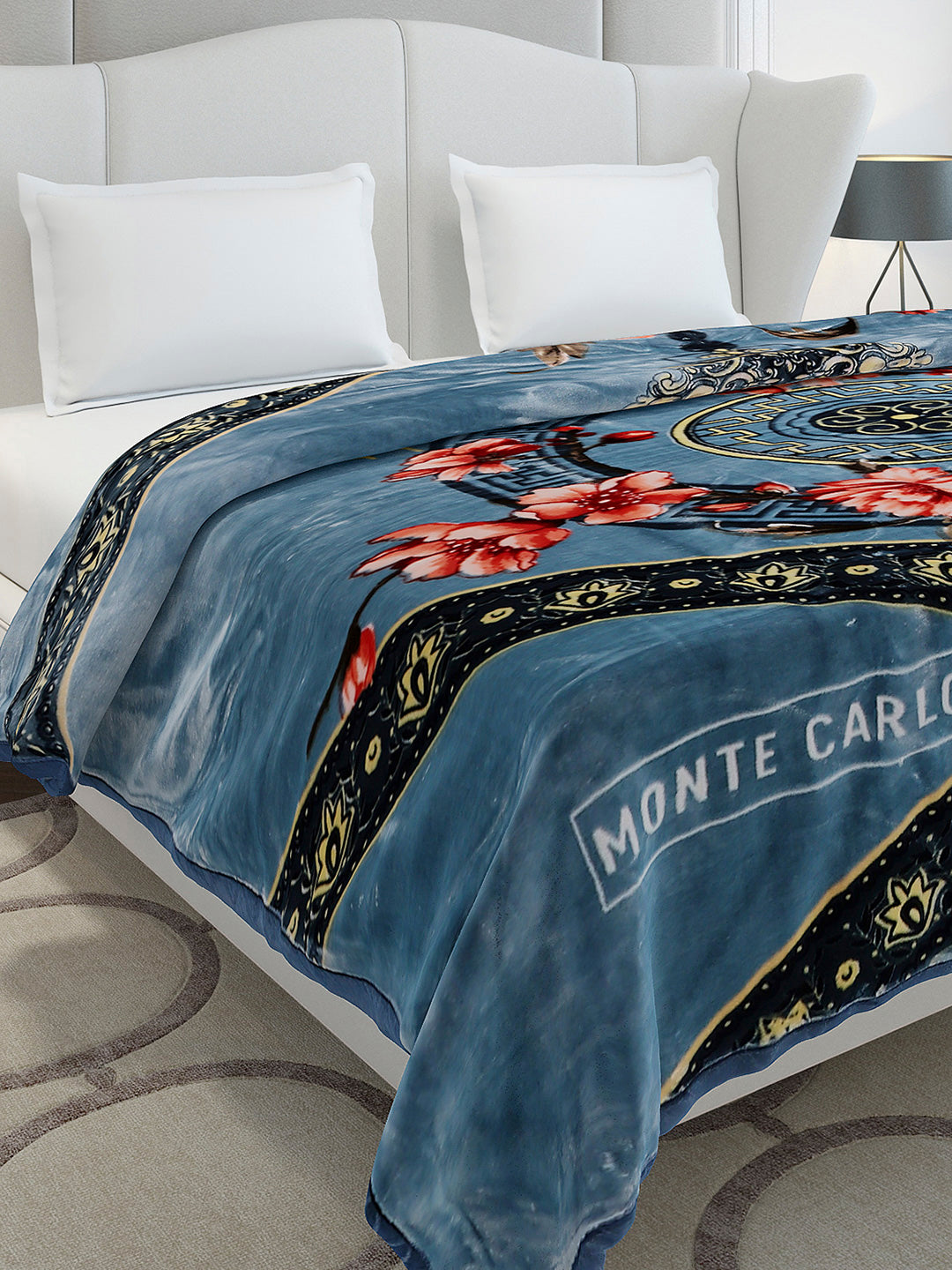 Printed Double Bed 2 Ply, 1136 GSM Blanket for Heavy Winter - (Monarch)