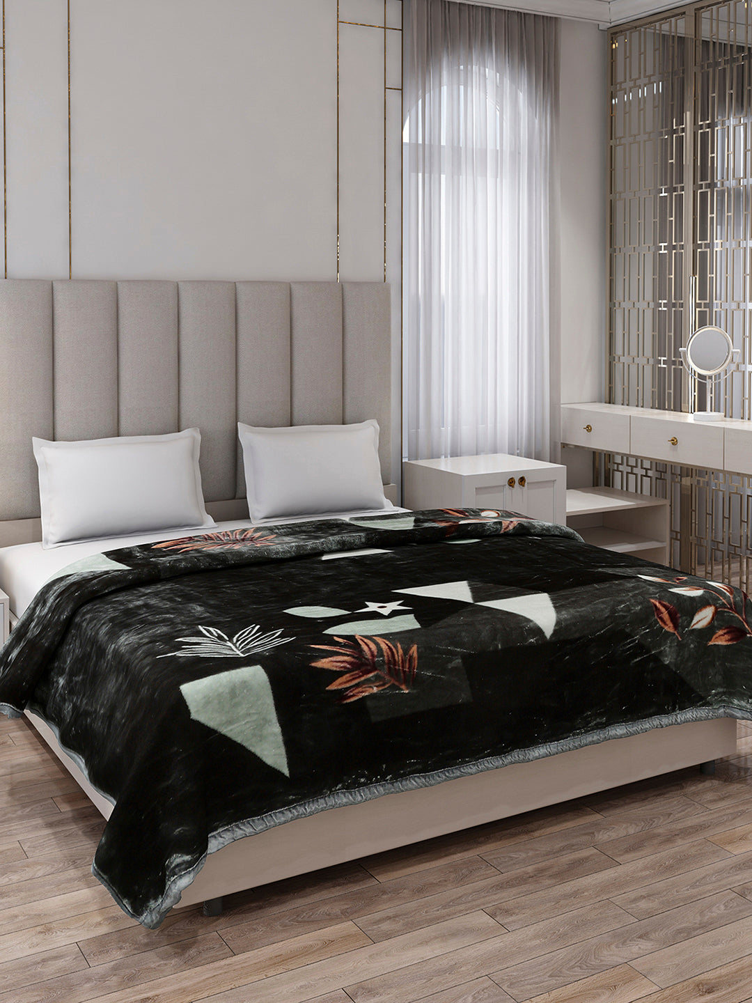 Printed Double Bed 2 Ply, 871 GSM Blanket for Heavy Winter - (Moon Valley Box)
