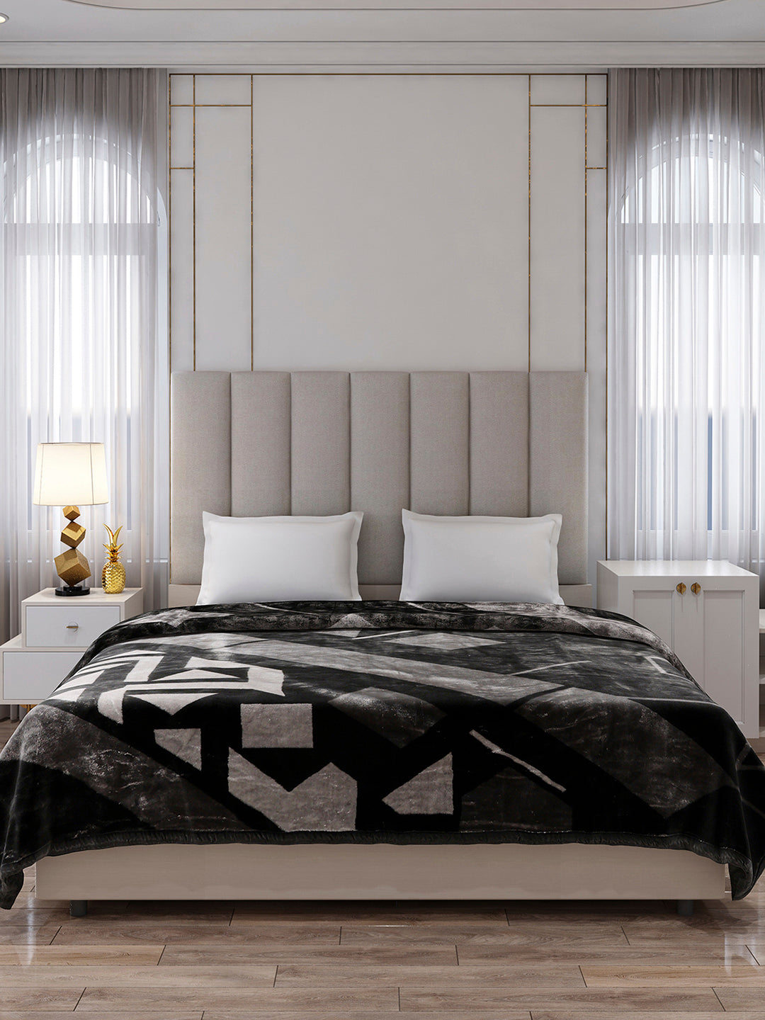 Printed Double Bed 2 Ply, 871 GSM Blanket for Heavy Winter - (Moon Valley Box)