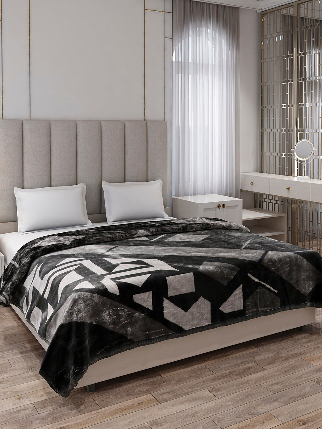 Printed Double Bed 2 Ply, 871 GSM Blanket for Heavy Winter - (Moon Valley Box)