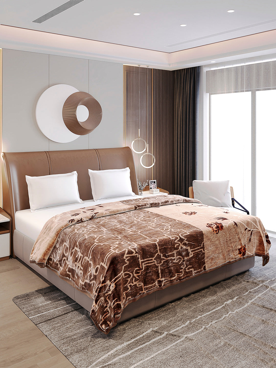 Printed Double Bed Reversible Blanket 2 Ply, 872 GSM, 4.6 kg (Moonvalley)