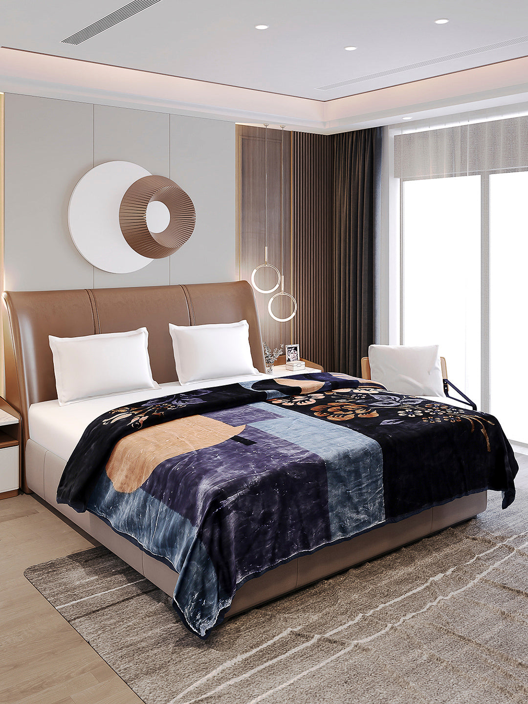 Printed Double Bed Reversible Blanket 2 Ply, 872 GSM, 4.6 kg (Moonvalley)