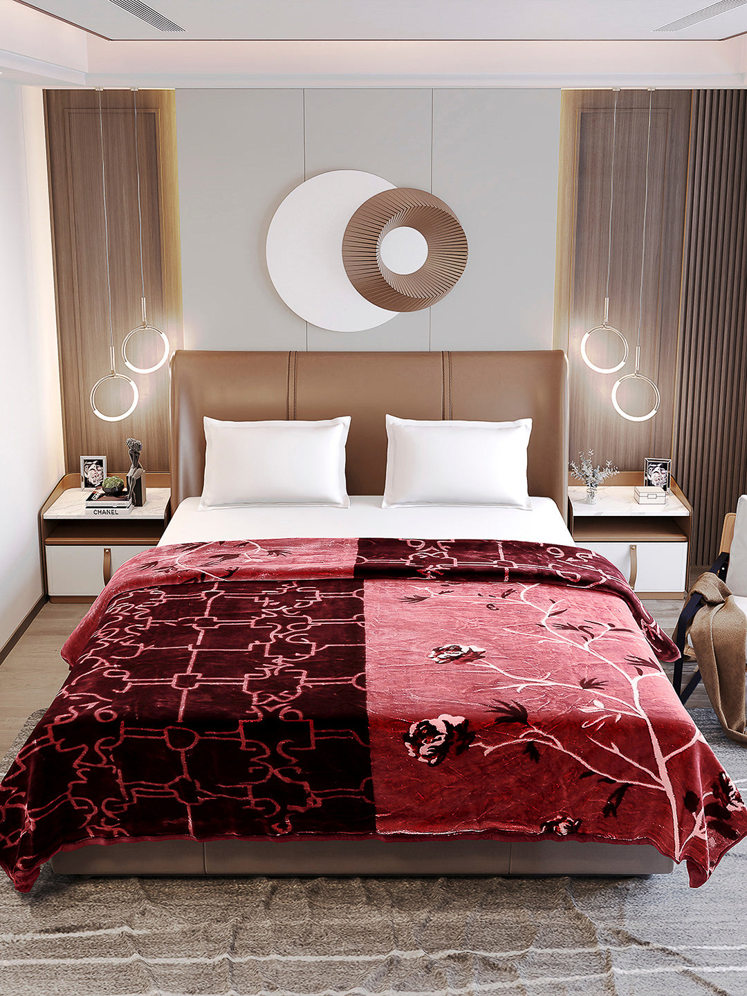 Printed Double Bed Reversible Blanket 2 Ply, 872 GSM, 4.6 kg (Moonvalley)