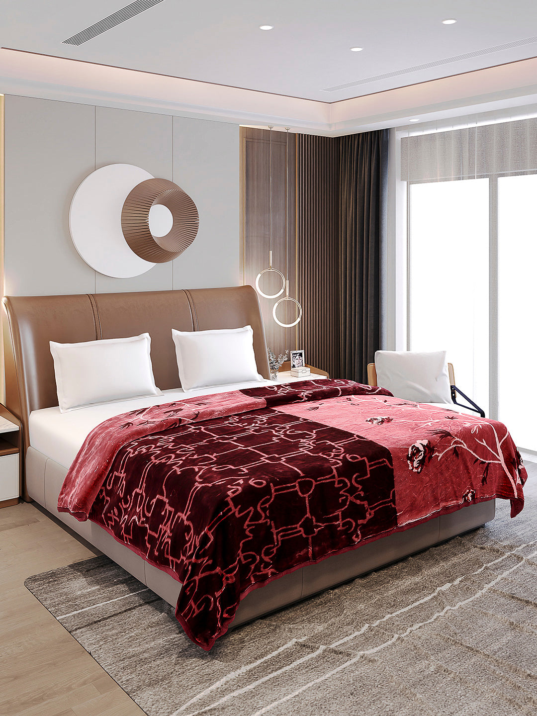 Printed Double Bed Reversible Blanket 2 Ply, 872 GSM, 4.6 kg (Moonvalley)