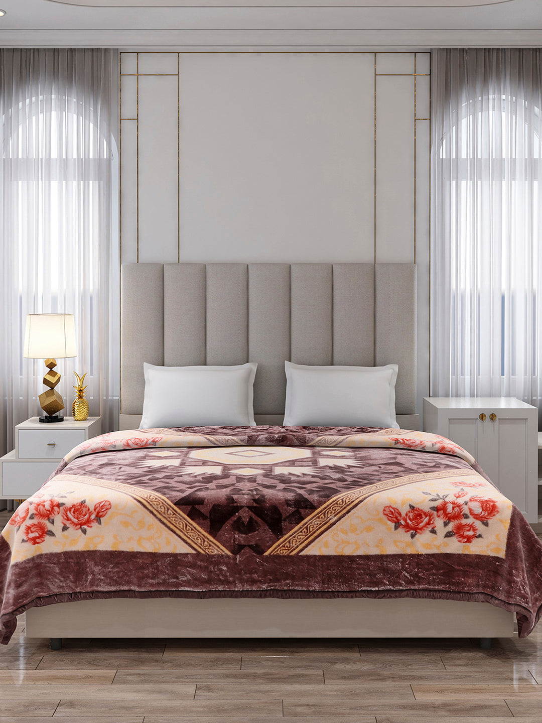 Printed Double Bed 1 Ply Blanket for Mild Winter - (Regal)