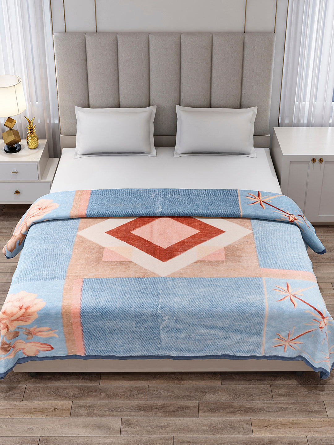 Printed Double Bed 1 Ply Blanket for Mild Winter - (Regal)