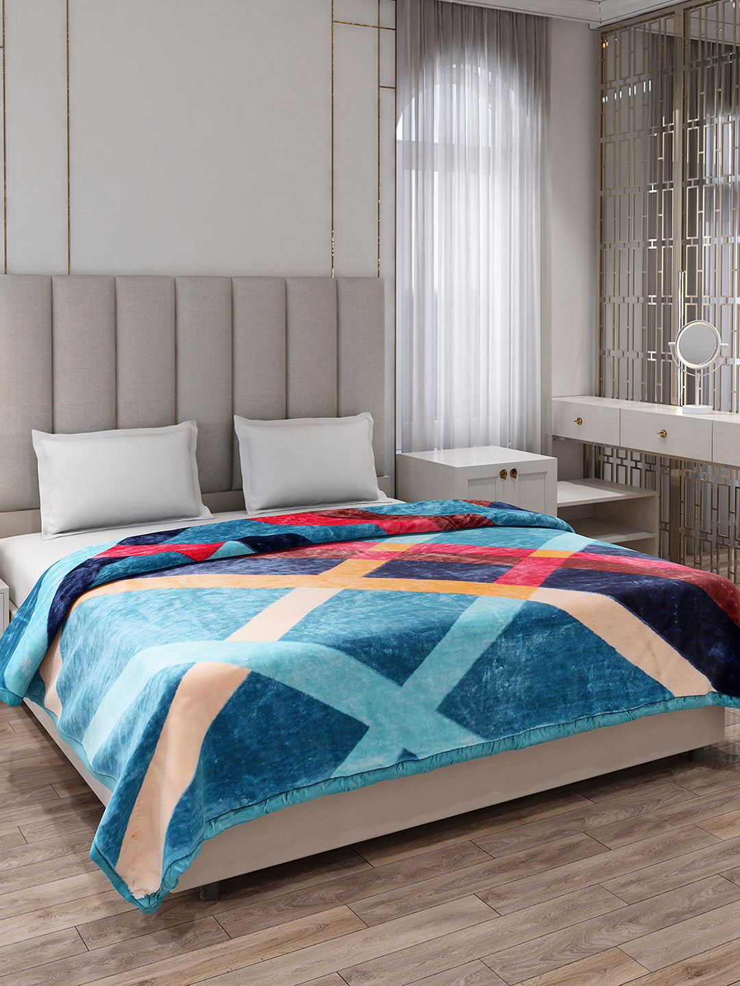 Printed Double Bed 1 Ply Blanket for Mild Winter - (Regal)