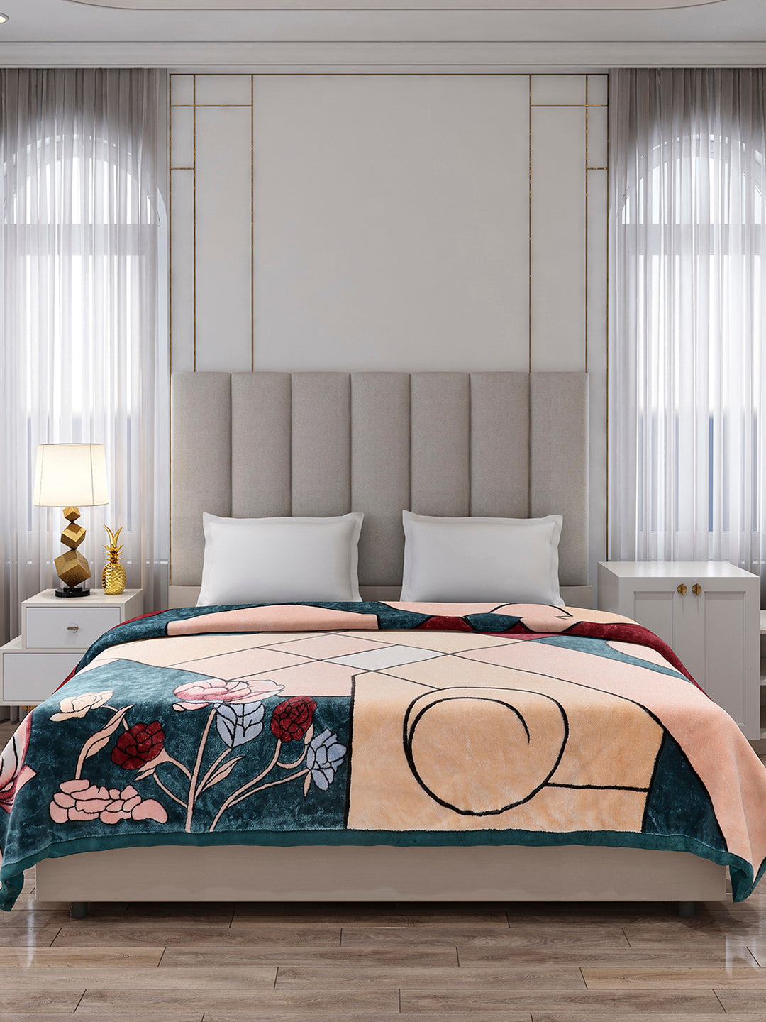 Printed Double Bed 1 Ply Blanket for Mild Winter - (Regal)