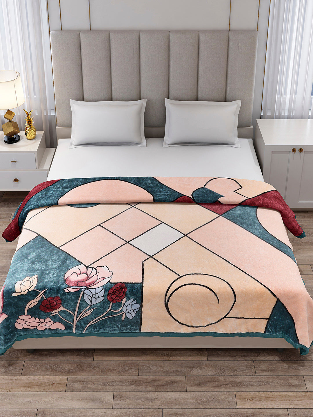 Printed Double Bed 1 Ply Blanket for Mild Winter - (Regal)