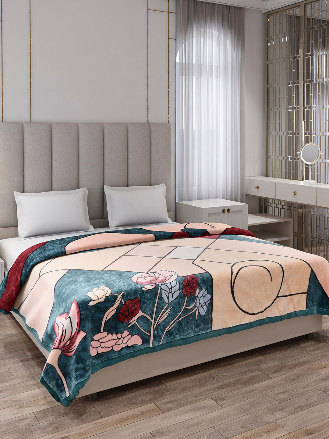 Printed Double Bed 1 Ply Blanket for Mild Winter - (Regal)