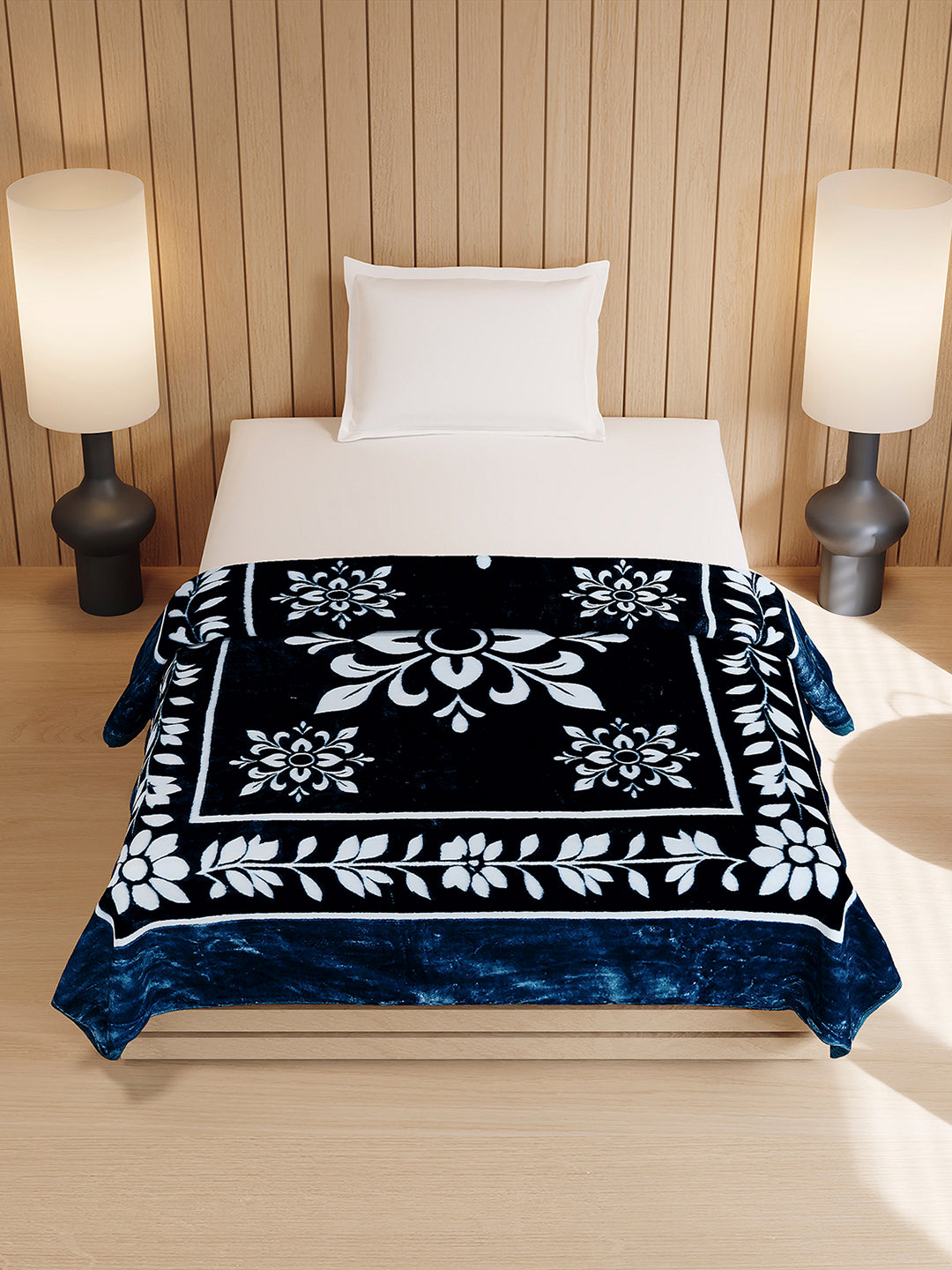 Printed Double Bed 1 Ply, 540 GSM Blanket for Winter - (Relation PVC)