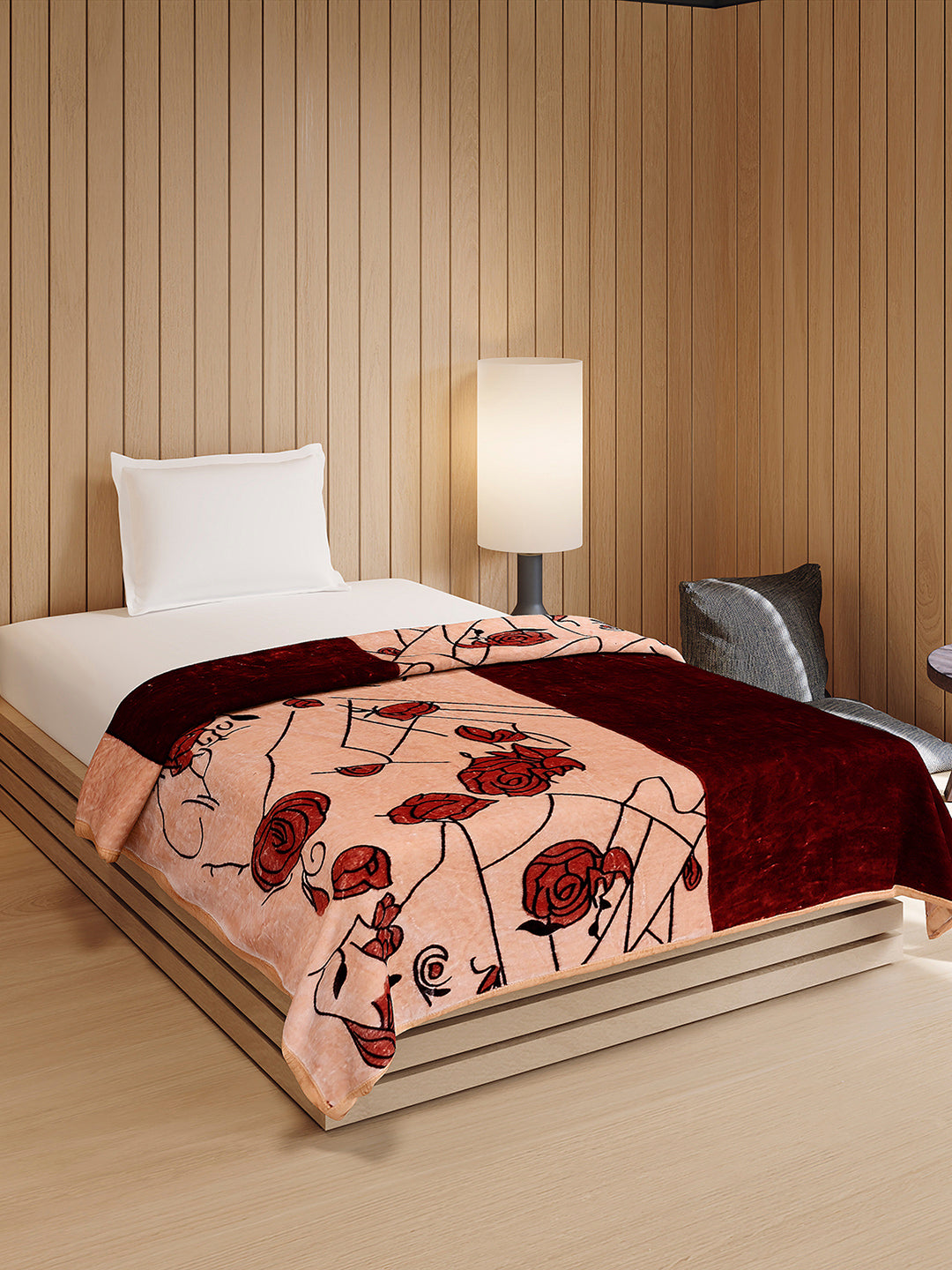 Printed Double Bed 1 Ply, 540 GSM Blanket for Winter - (Relation PVC)