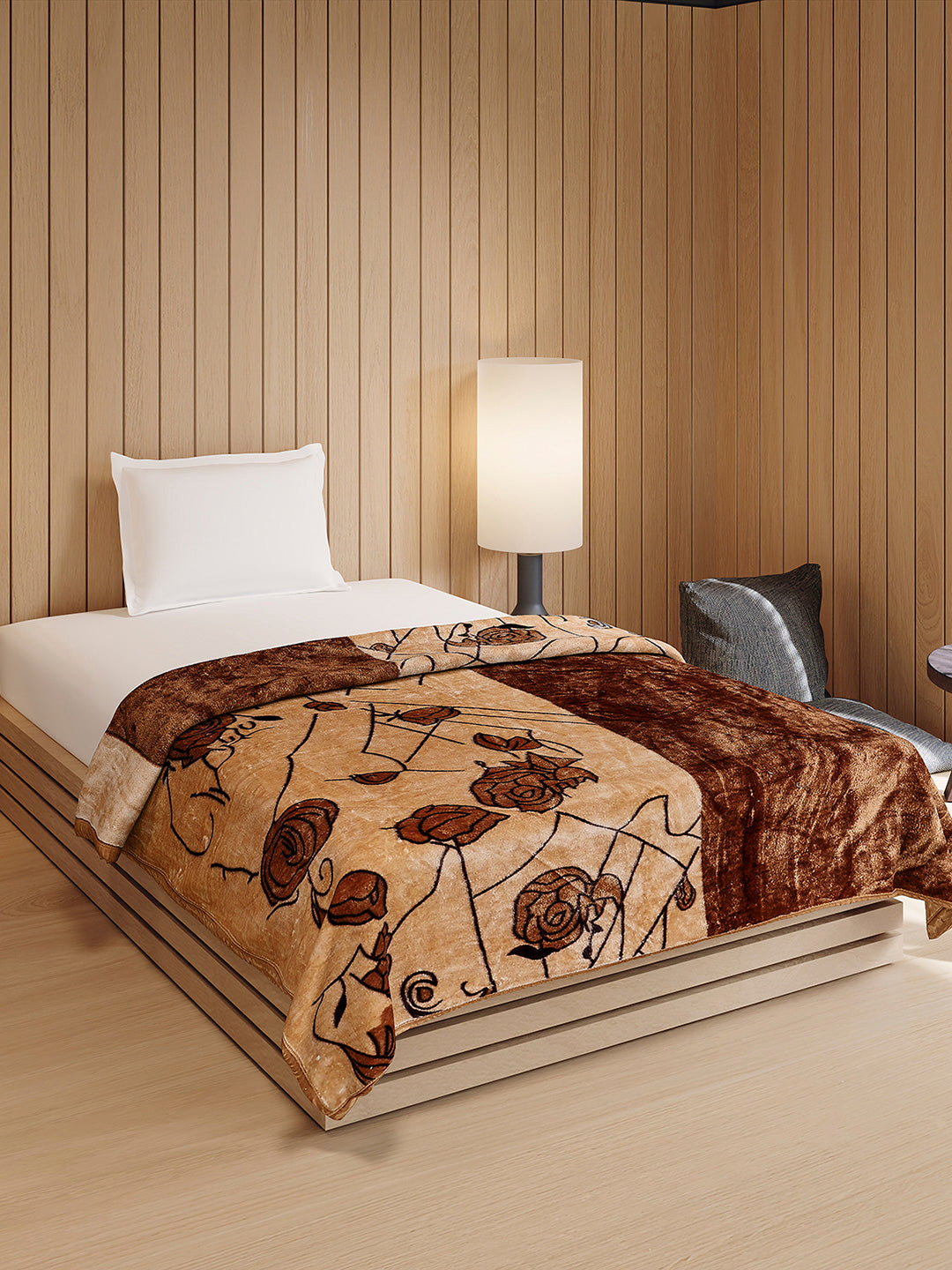 Printed Double Bed 1 Ply, 540 GSM Blanket for Winter - (Relation PVC)