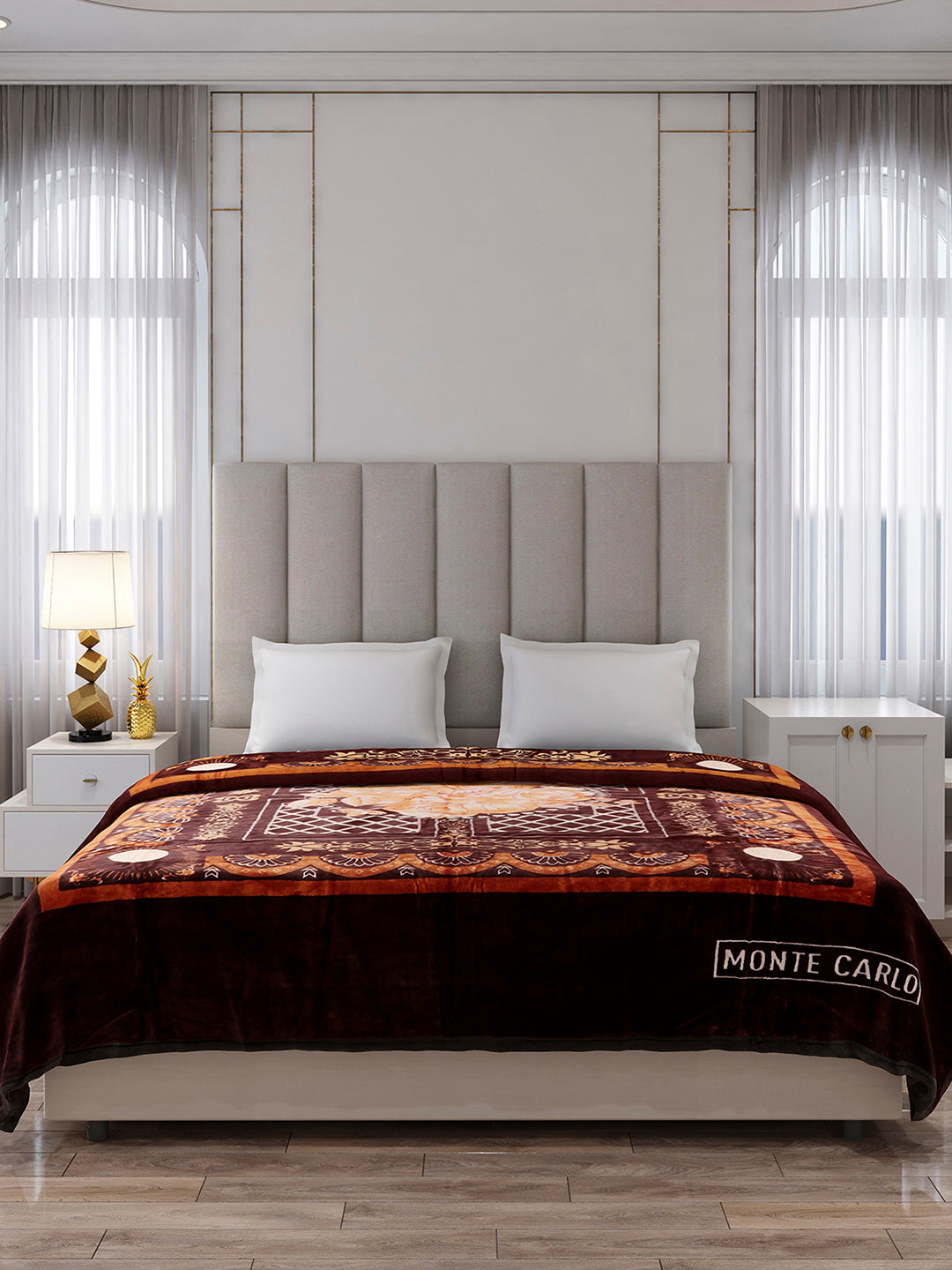 Printed Double Bed 1 Ply, 530 GSM Super Soft Blanket for Mild Winter - (Roman Plus)