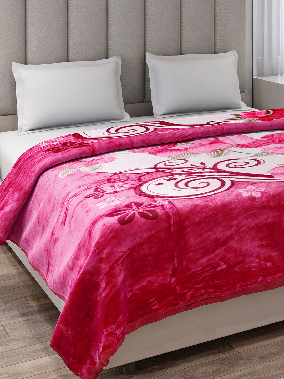 Printed Double Bed 1 Ply, 530 GSM Super Soft Blanket for Mild Winter - (Roman Plus)