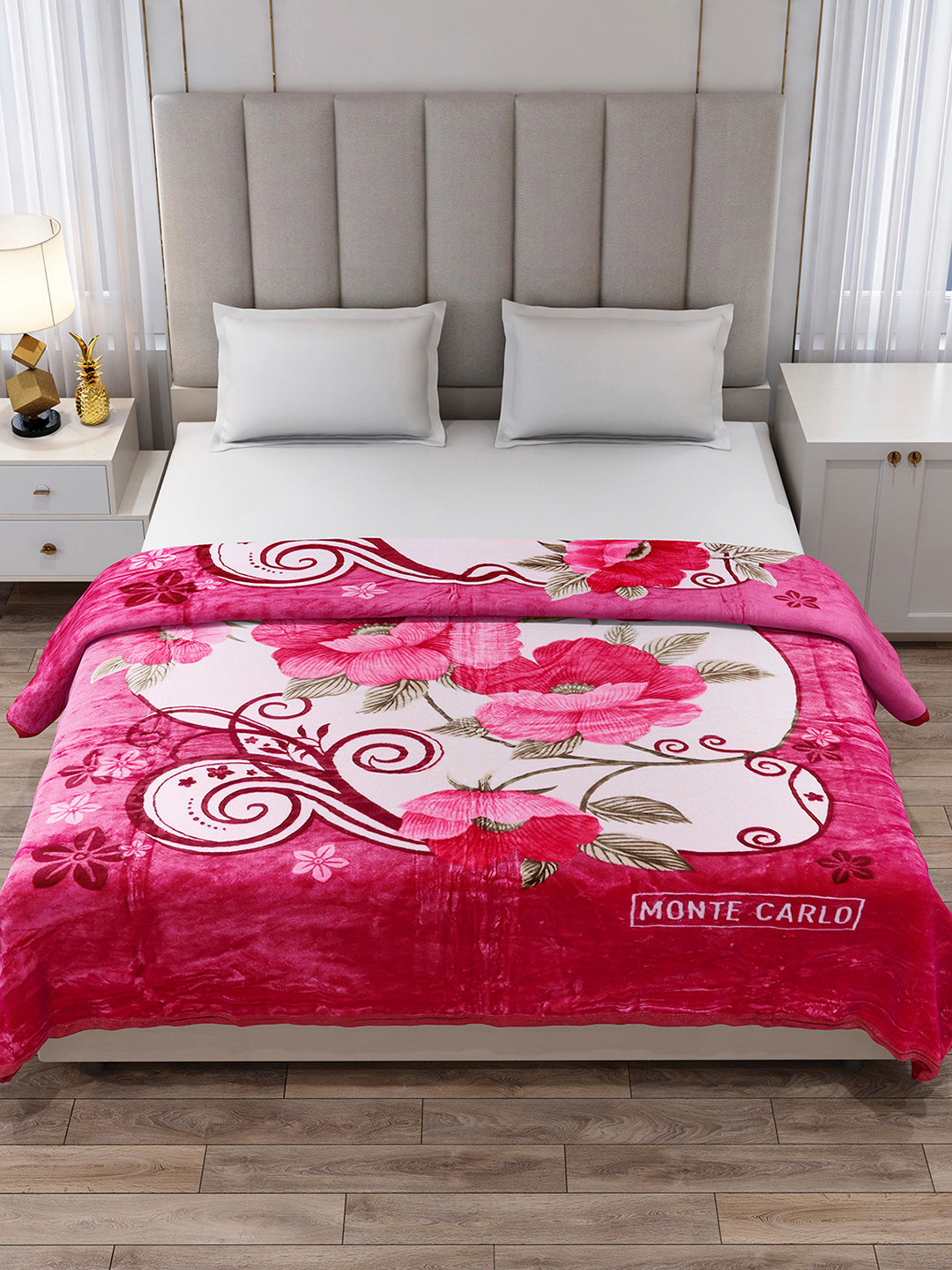 Printed Double Bed 1 Ply, 530 GSM Super Soft Blanket for Mild Winter - (Roman Plus)