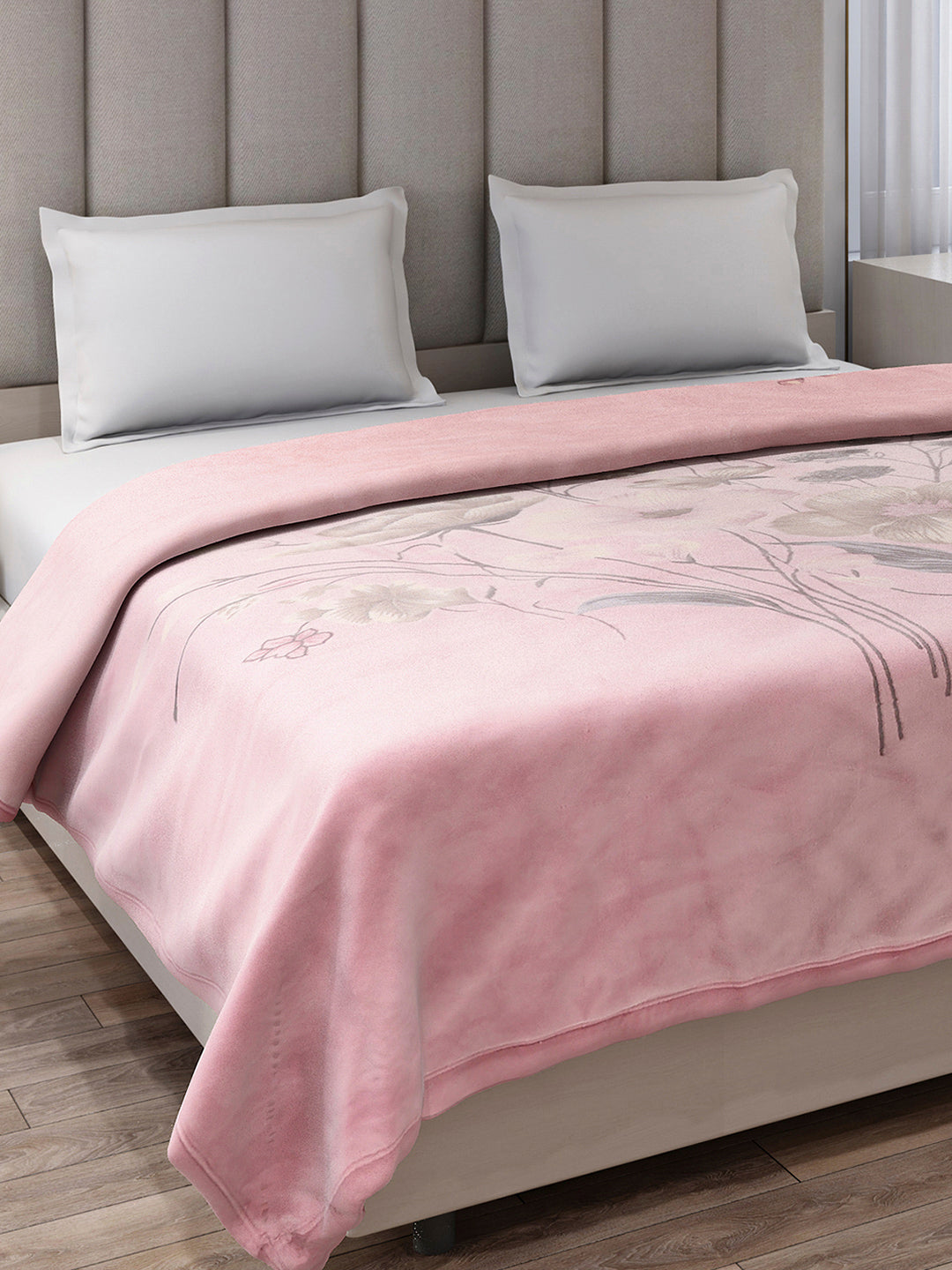 Printed Double Bed 3, 890 GSM Ply Blanket for Heavy Winter - (Rosewood)