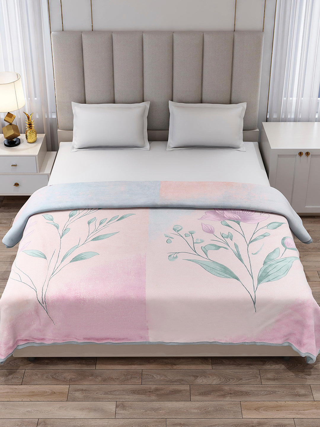 Printed Double Bed 3, 890 GSM Ply Blanket for Heavy Winter - (Rosewood)