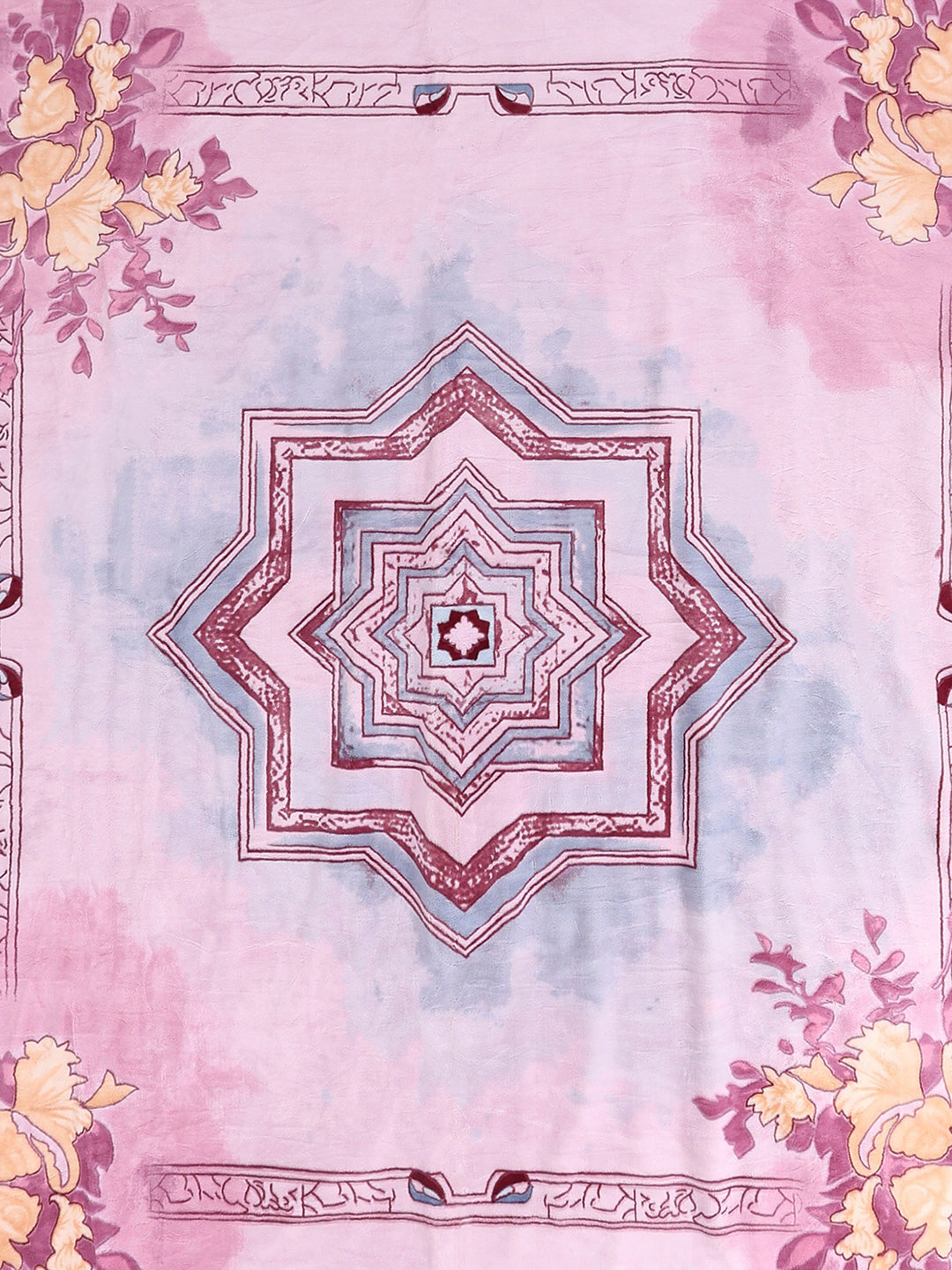 Printed Double Bed 3, 890 GSM Ply Blanket for Heavy Winter - (Rosewood)