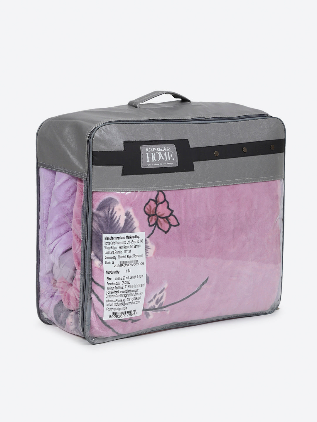 Printed Double Bed 3, 890 GSM Ply Blanket for Heavy Winter - (Rosewood)