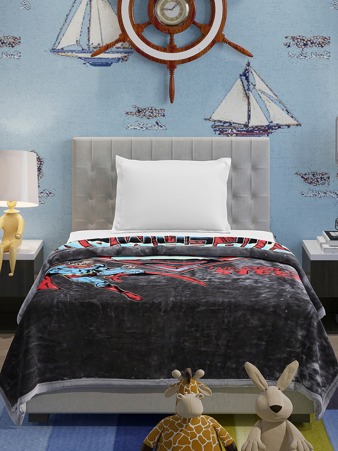 Printed Baby Blanket 1 Ply, 576 GSM, 1.9 kg (Super Hero)