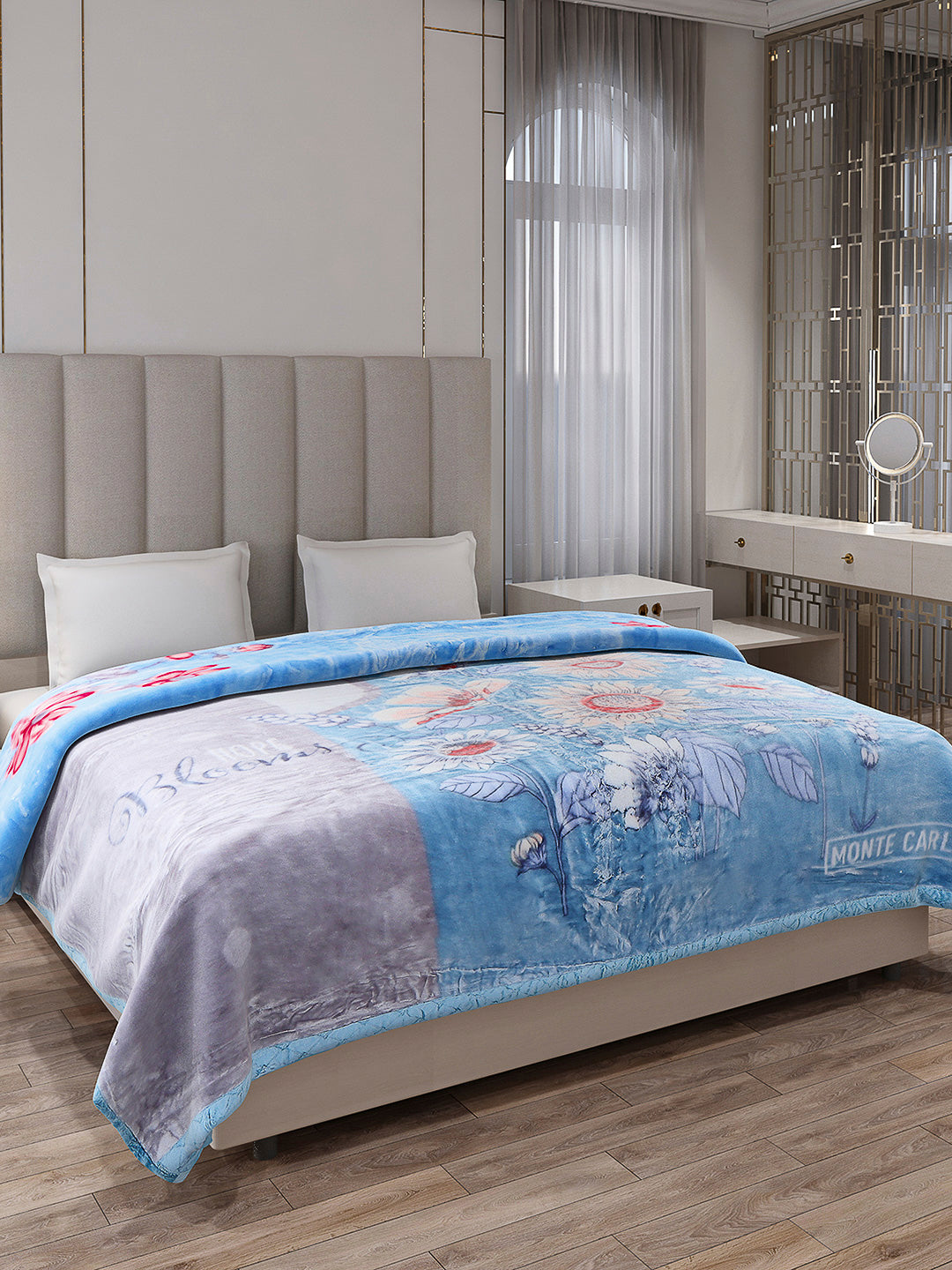 Printed Double Bed Reversible Blanket 2 Ply, 850 GSM, 4.5 kg (Uphar)