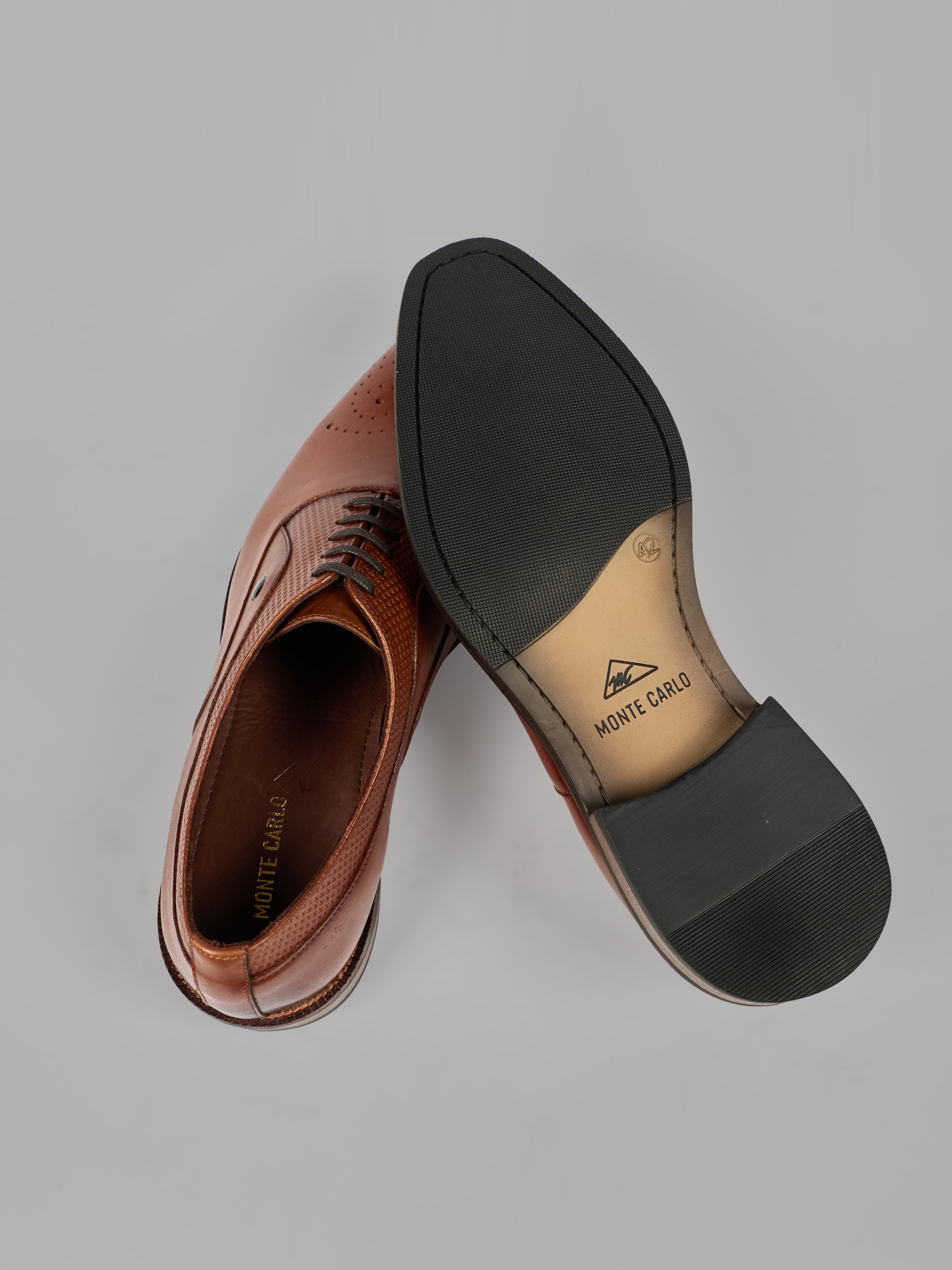 Monte Carlo Men's Genuine Leather Formal Derby Lace-Up Light Weight Anti Skid Sole Shoes for Office, Business & Wedding