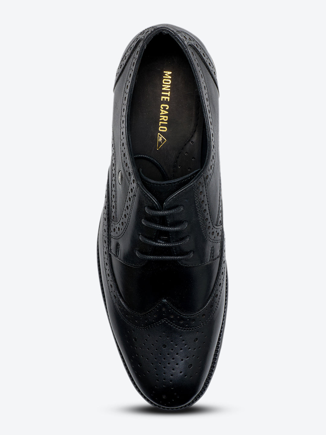 Monte Carlo Black Lace Up Genuine Leather Brogues for Men