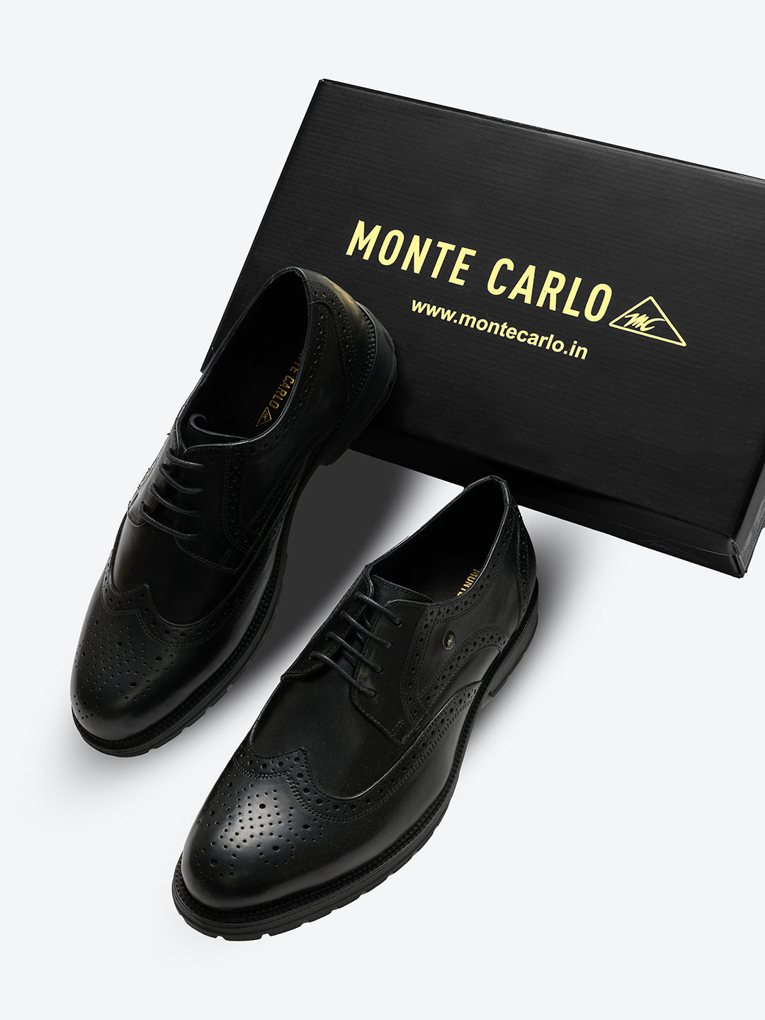 Monte Carlo Black Lace Up Genuine Leather Brogues for Men