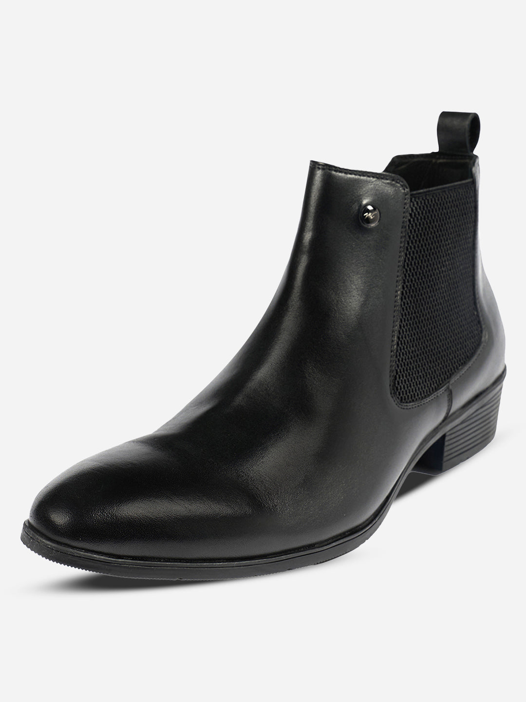 Monte Carlo Classic Elegant Chelsea Ankle Boots for Men Comfortable Chic Pointed Toe Low Block Heel Boots for Everyday Wear Slip-On with Elastic Side Panel