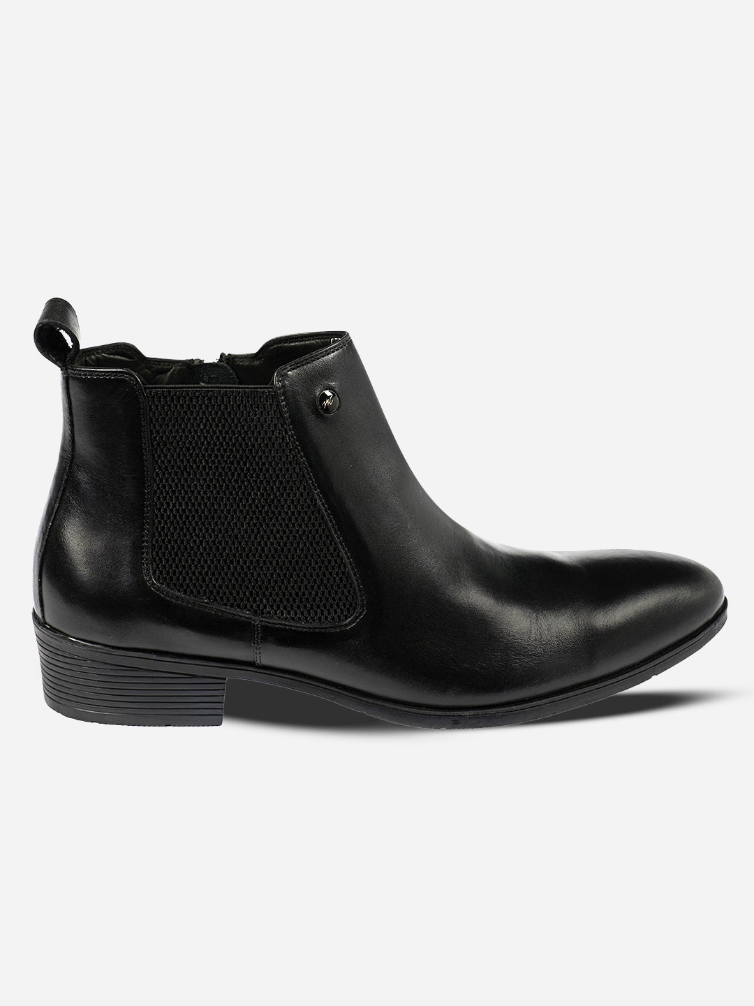 Monte Carlo Classic Elegant Chelsea Ankle Boots for Men Comfortable Chic Pointed Toe Low Block Heel Boots for Everyday Wear Slip-On with Elastic Side Panel