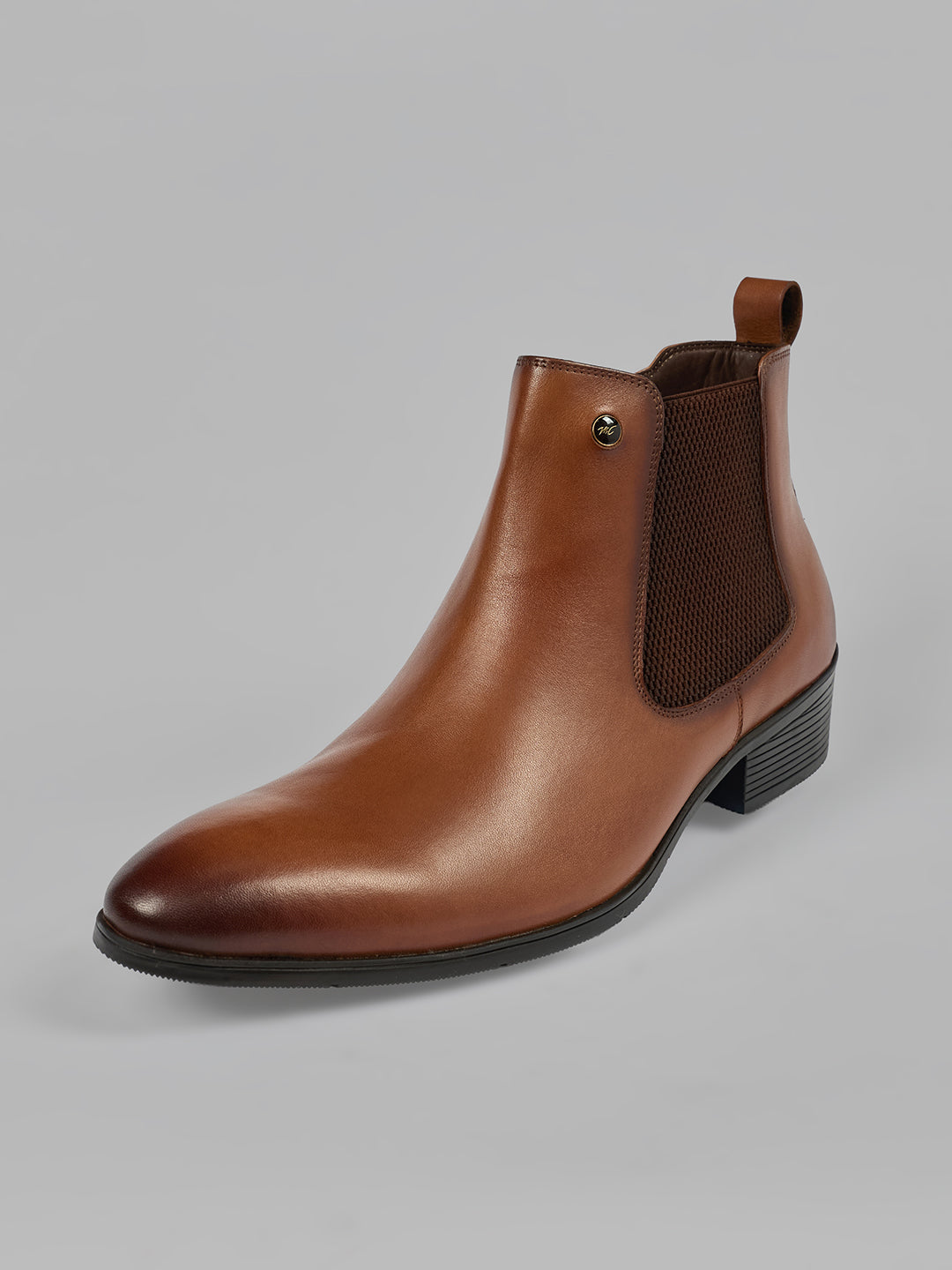 Monte Carlo Classic Elegant Chelsea Ankle Boots for Men Comfortable Chic Pointed Toe Low Block Heel Boots for Everyday Wear Slip-On with Elastic Side Panel