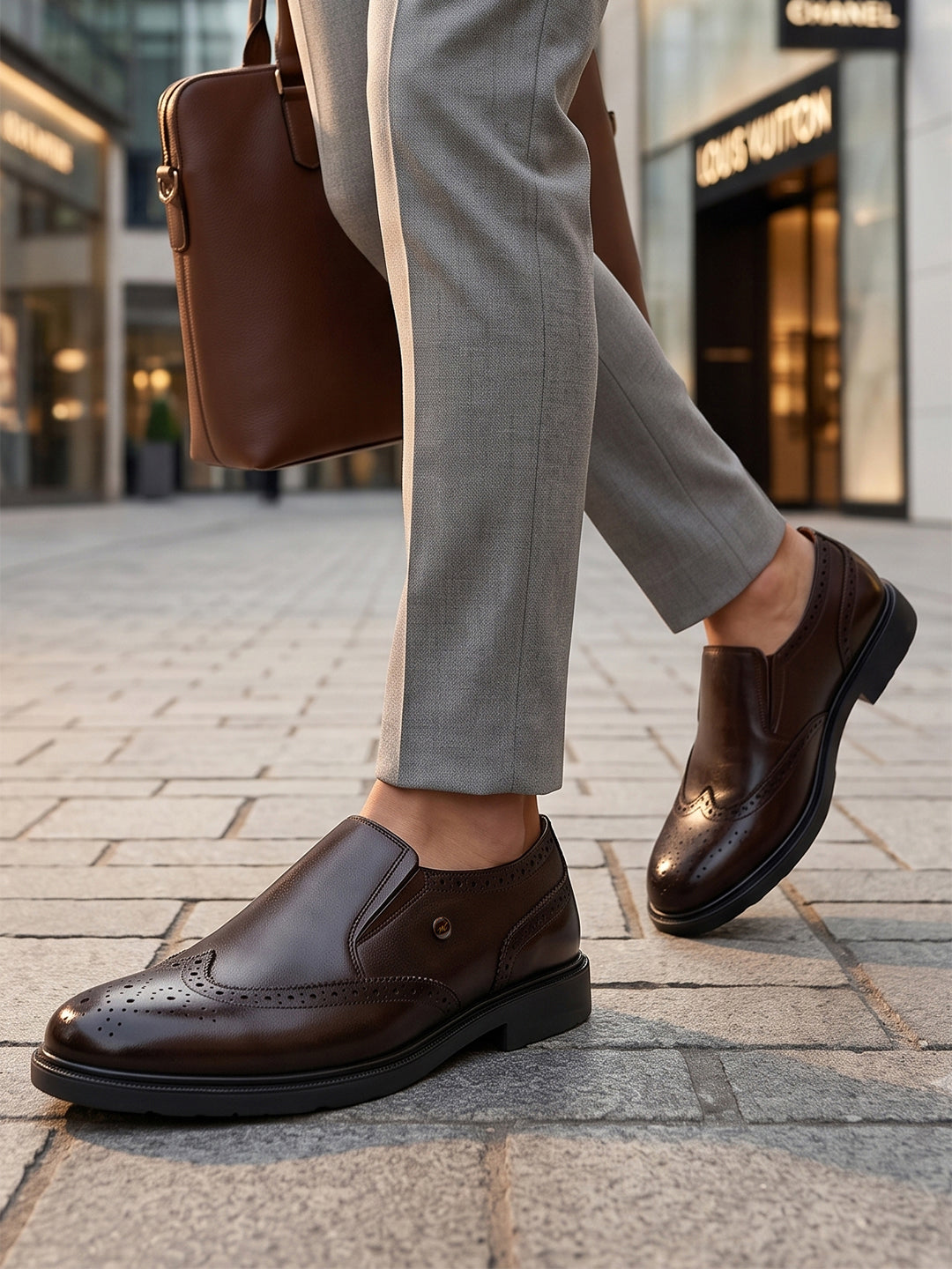 Monte Carlo Wingtip Brogue Slip-On Formal Shoes for Men