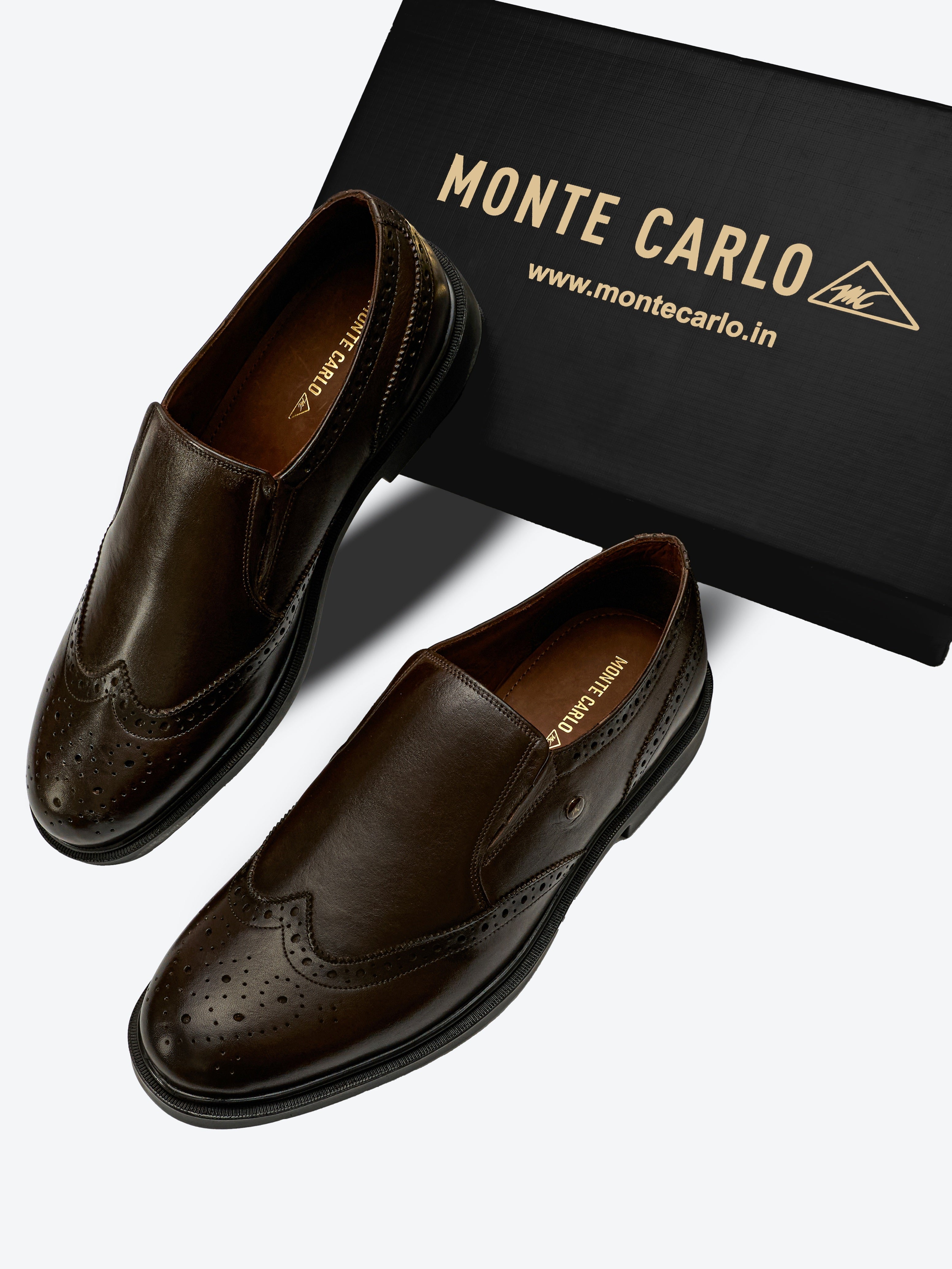 Monte Carlo Wingtip Brogue Slip-On Formal Shoes for Men