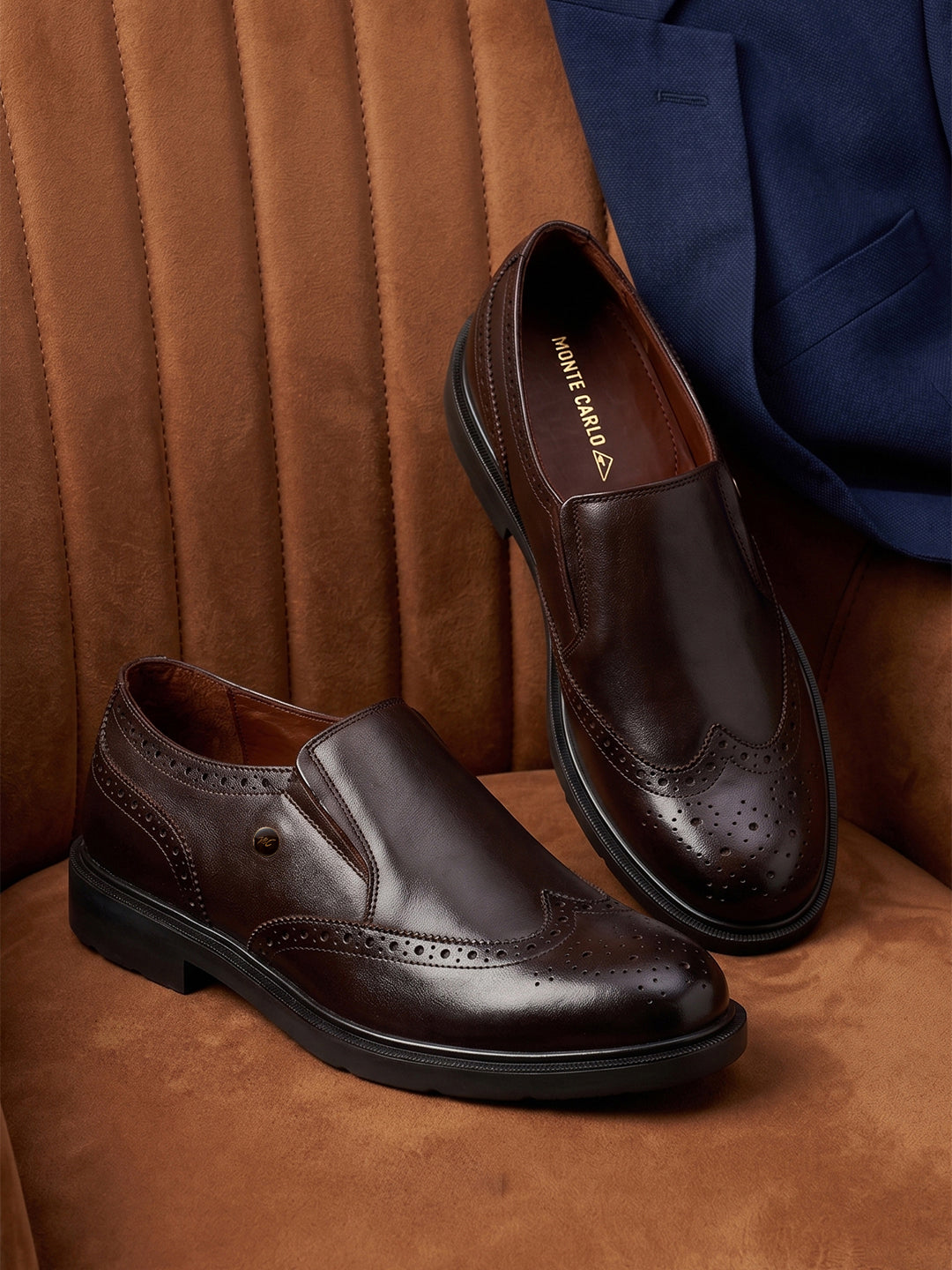Monte Carlo Wingtip Brogue Slip-On Formal Shoes for Men