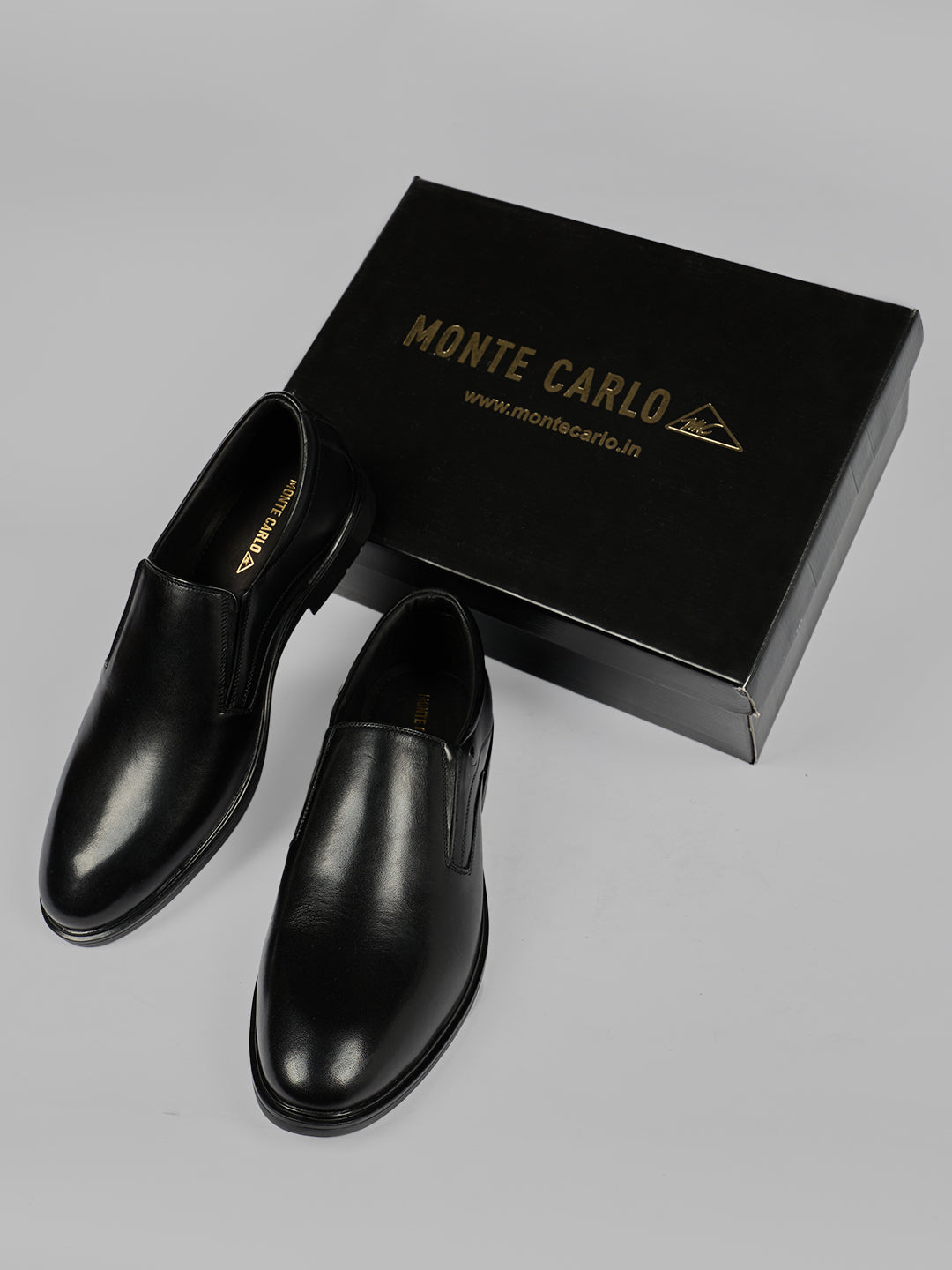 Monte Carlo Men's Genuine Leather Formal Effortless Slip-On Shoes All-Day Comfortable Business Dress with Cushioned Insole