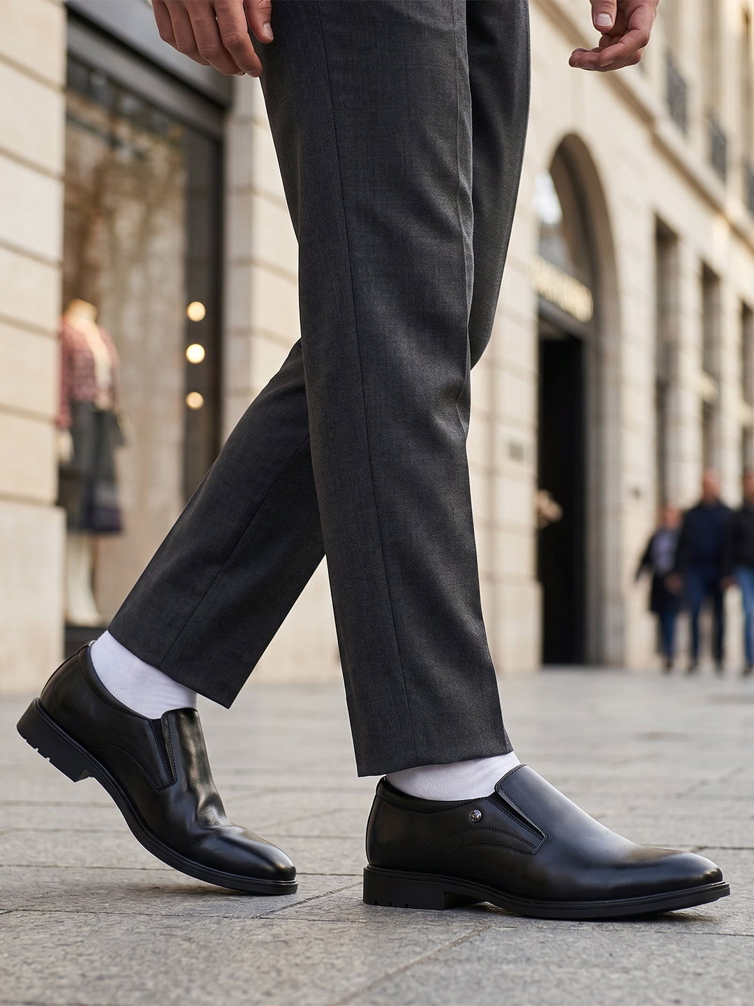 Monte Carlo Men's Genuine Leather Formal Effortless Slip-On Shoes All-Day Comfortable Business Dress with Cushioned Insole