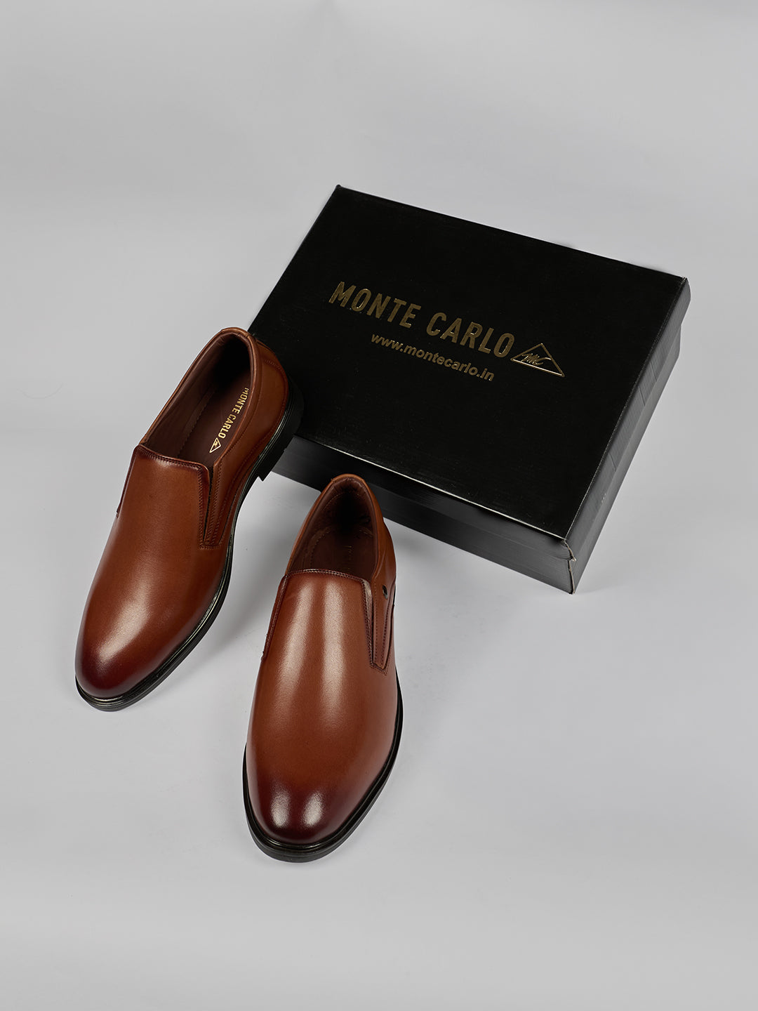 Monte Carlo Men's Genuine Leather Formal Effortless Slip-On Shoes All-Day Comfortable Business Dress with Cushioned Insole