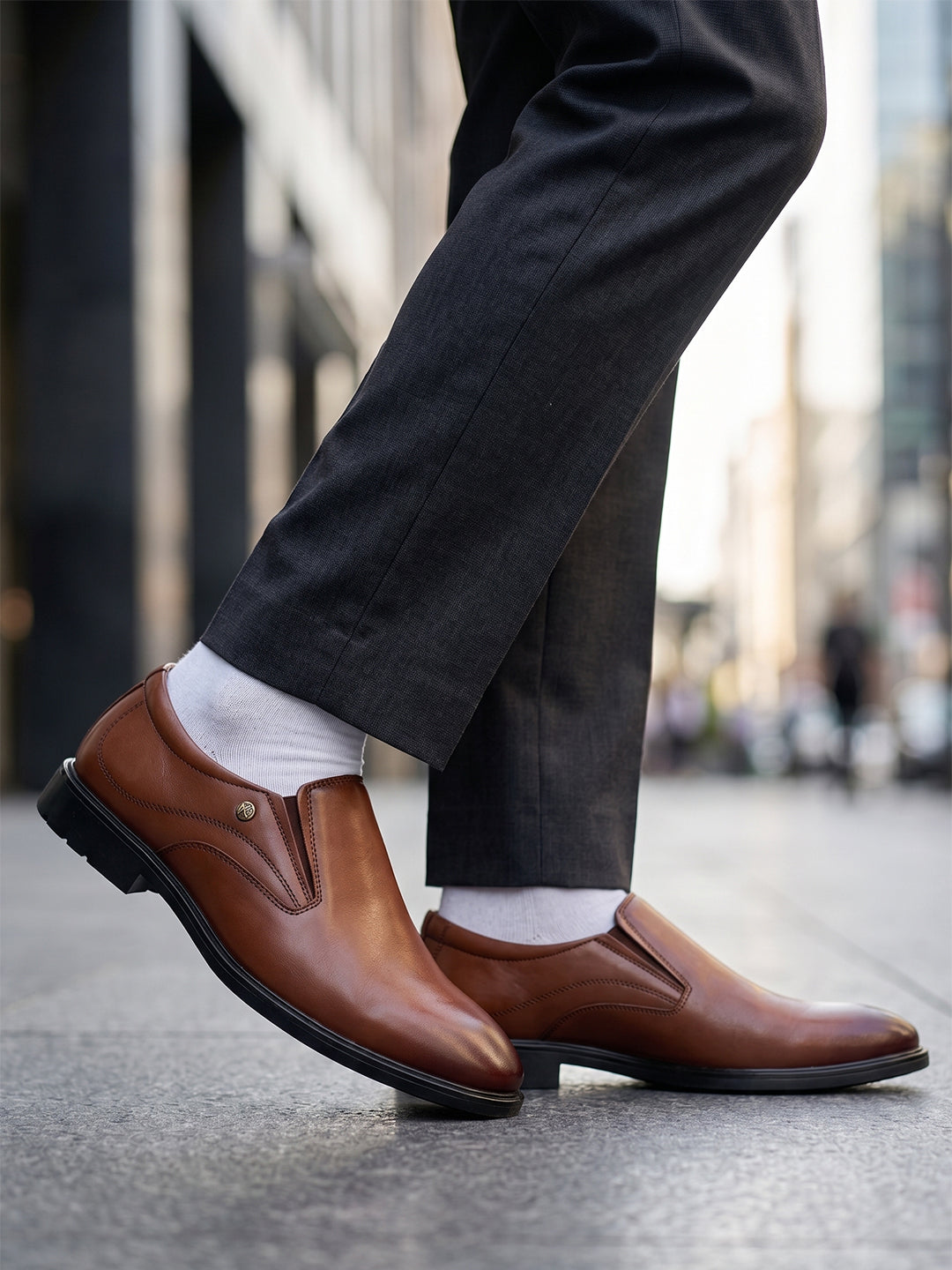 Monte Carlo Men's Genuine Leather Formal Effortless Slip-On Shoes All-Day Comfortable Business Dress with Cushioned Insole
