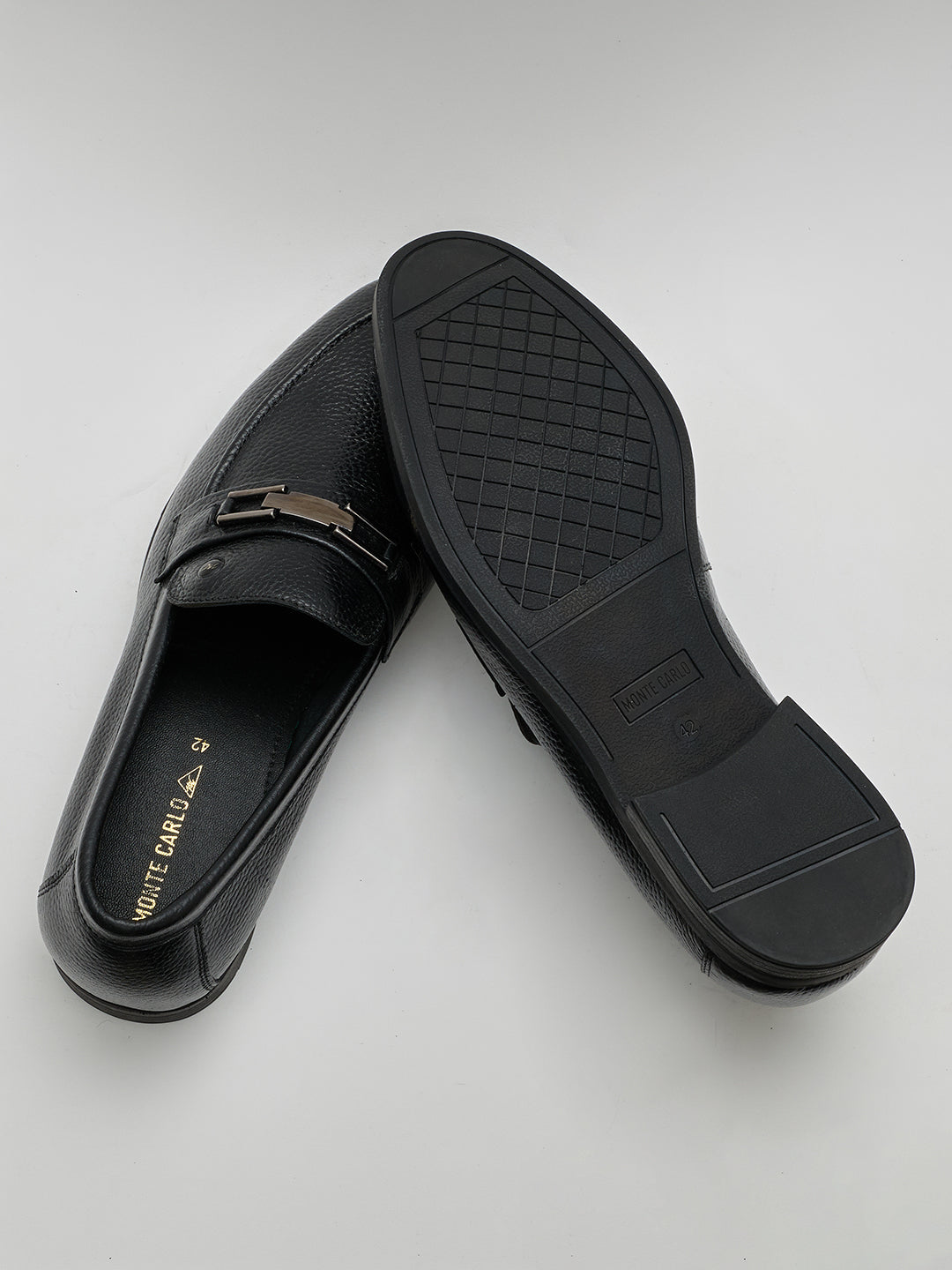 Monte Carlo Black Comfort Slip on Genuine Leather Formal Shoes for Men