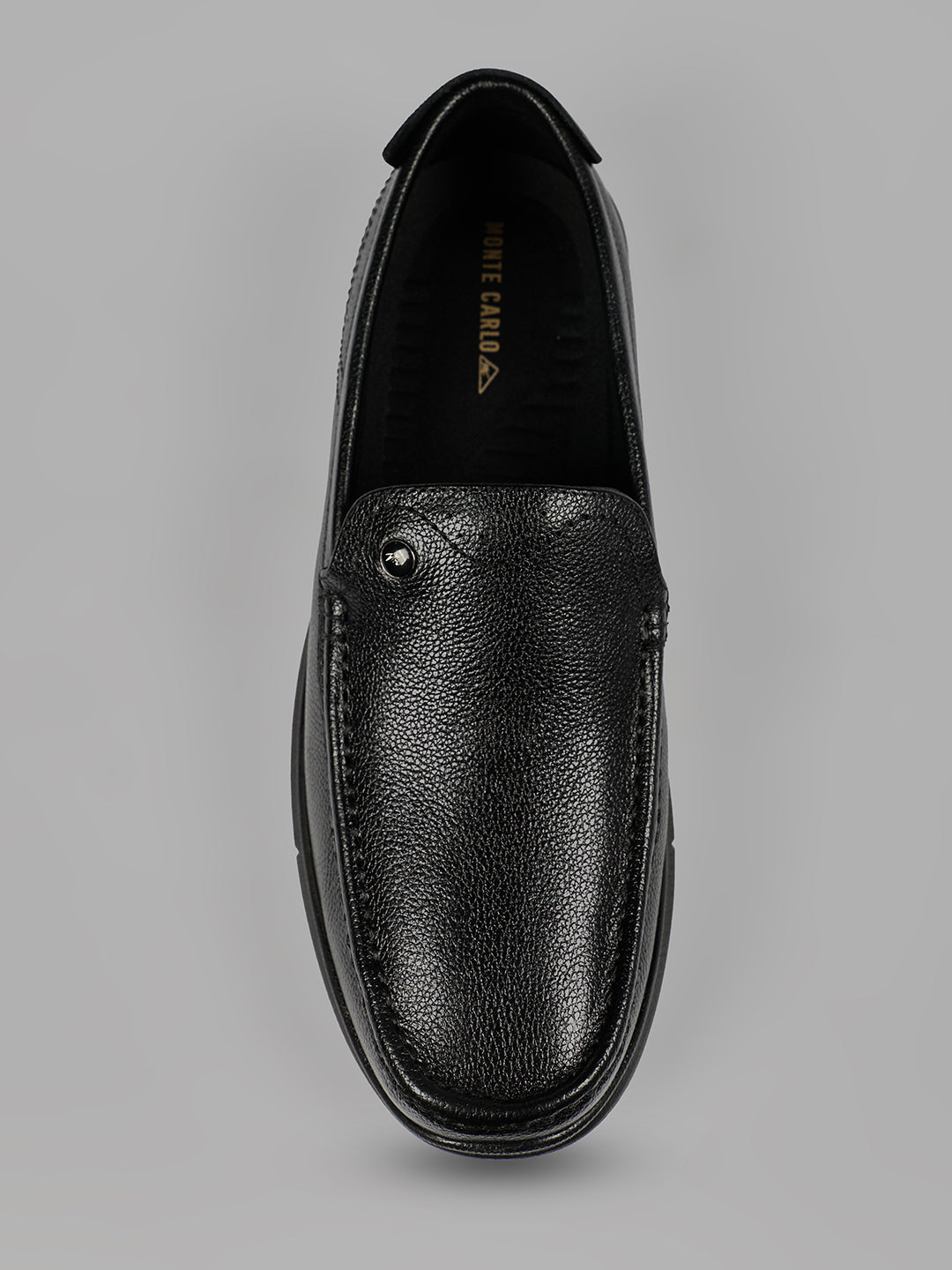 Monte Carlo Men's Leather Textured Moc-Toe Light Weight Slip-On Shoes