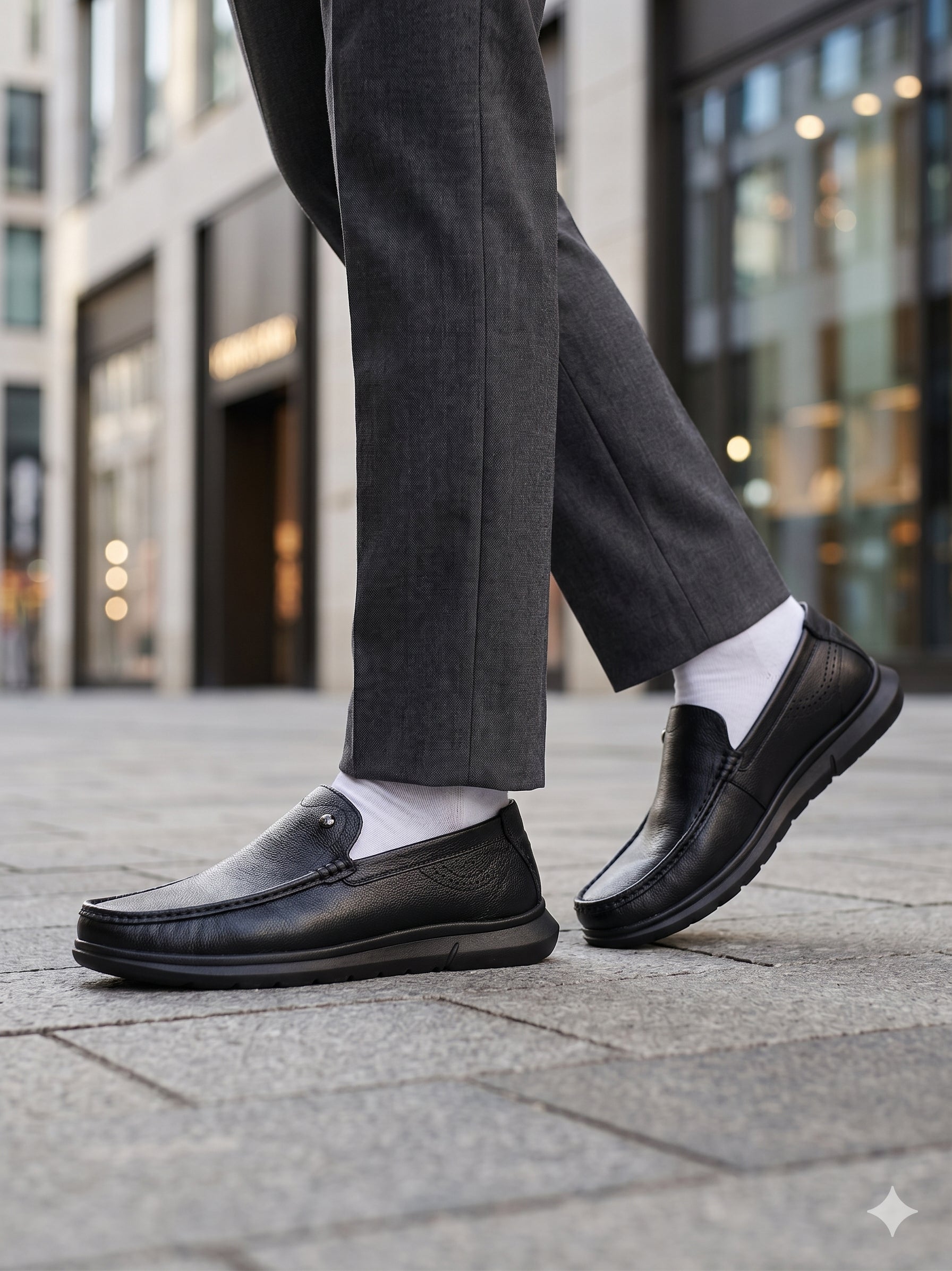 Monte Carlo Men's Leather Textured Moc-Toe Light Weight Slip-On Shoes