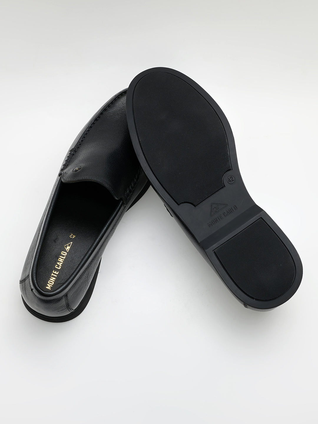 Monte Carlo Black Slip on Genuine Leather Loafers for Men