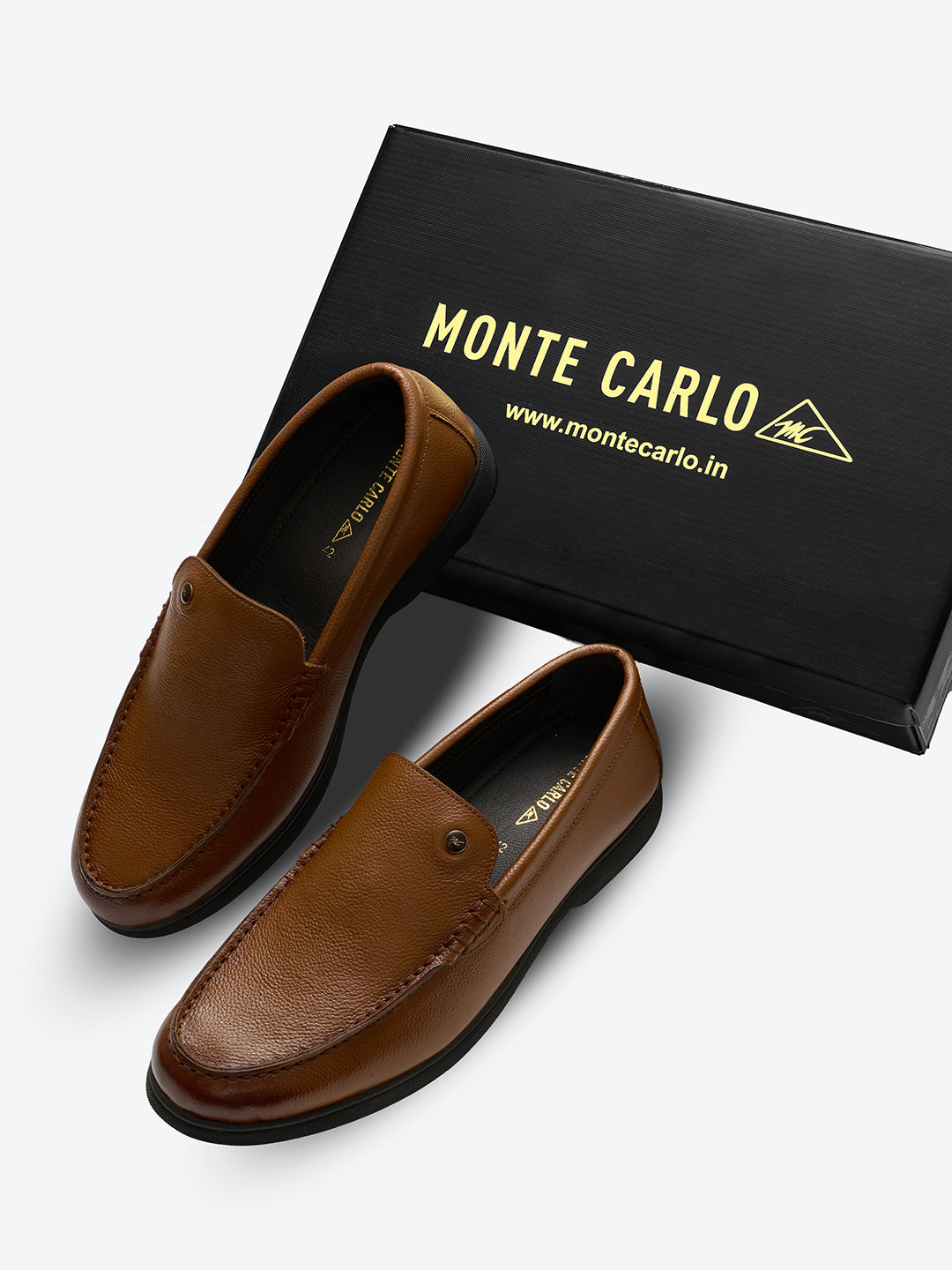 Monte Carlo Tan Slip on Genuine Leather Loafers for Men