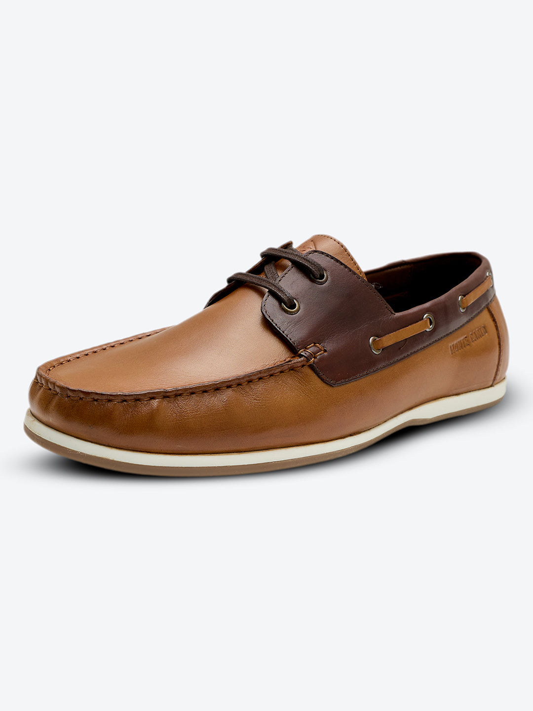 Monte Carlo Tan Lace Up Genuine Leather Boat Shoes for Men