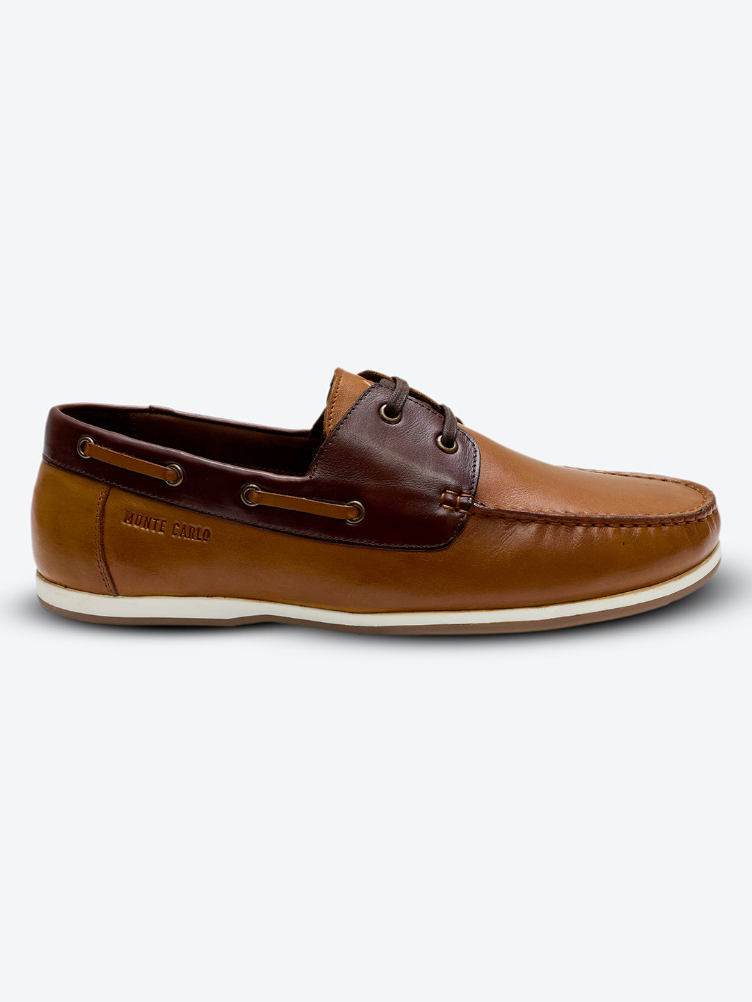 Monte Carlo Tan Lace Up Genuine Leather Boat Shoes for Men